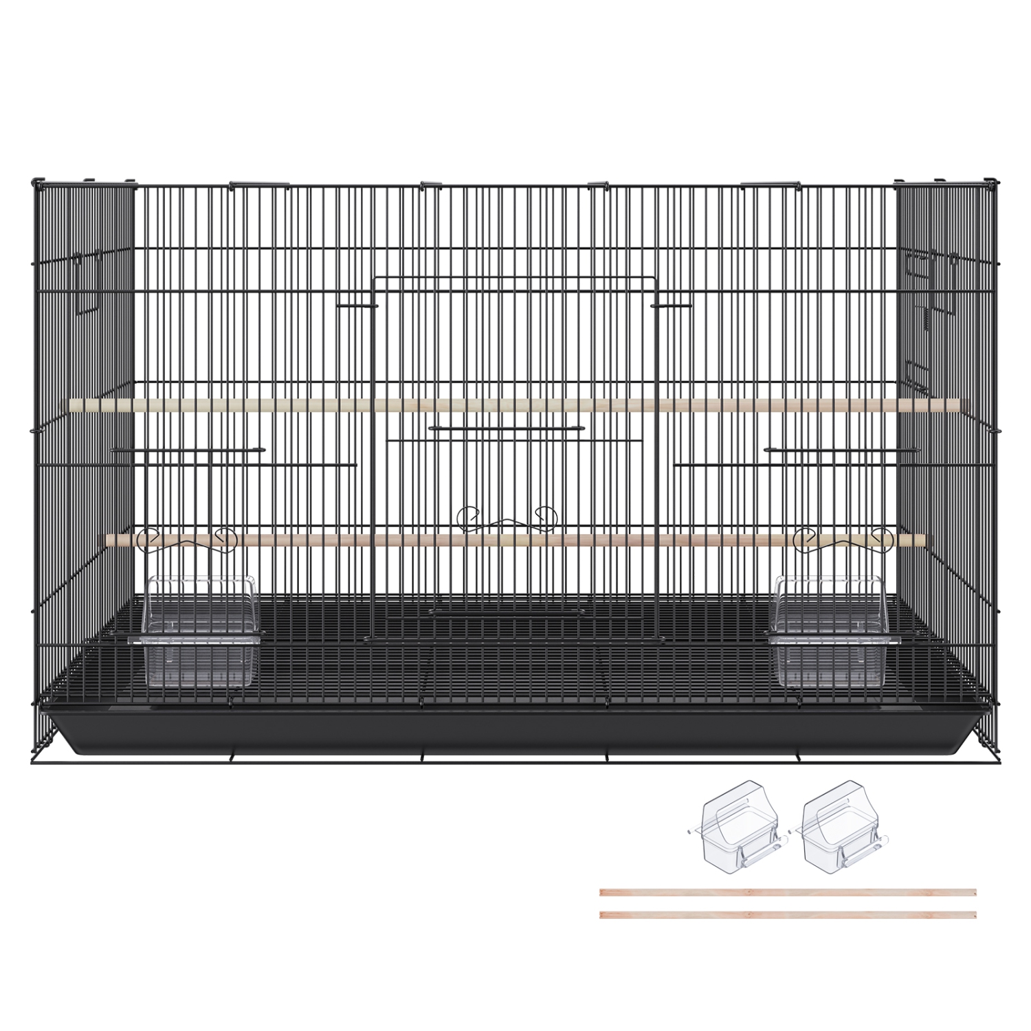 VEVOR 30 inch Bird Cage, Metal Large Parakeet Cages for Cockatiels Small Parrot Budgies Lovebirds Canaries, Pet Bird Cage with Rolling Stand and Tray