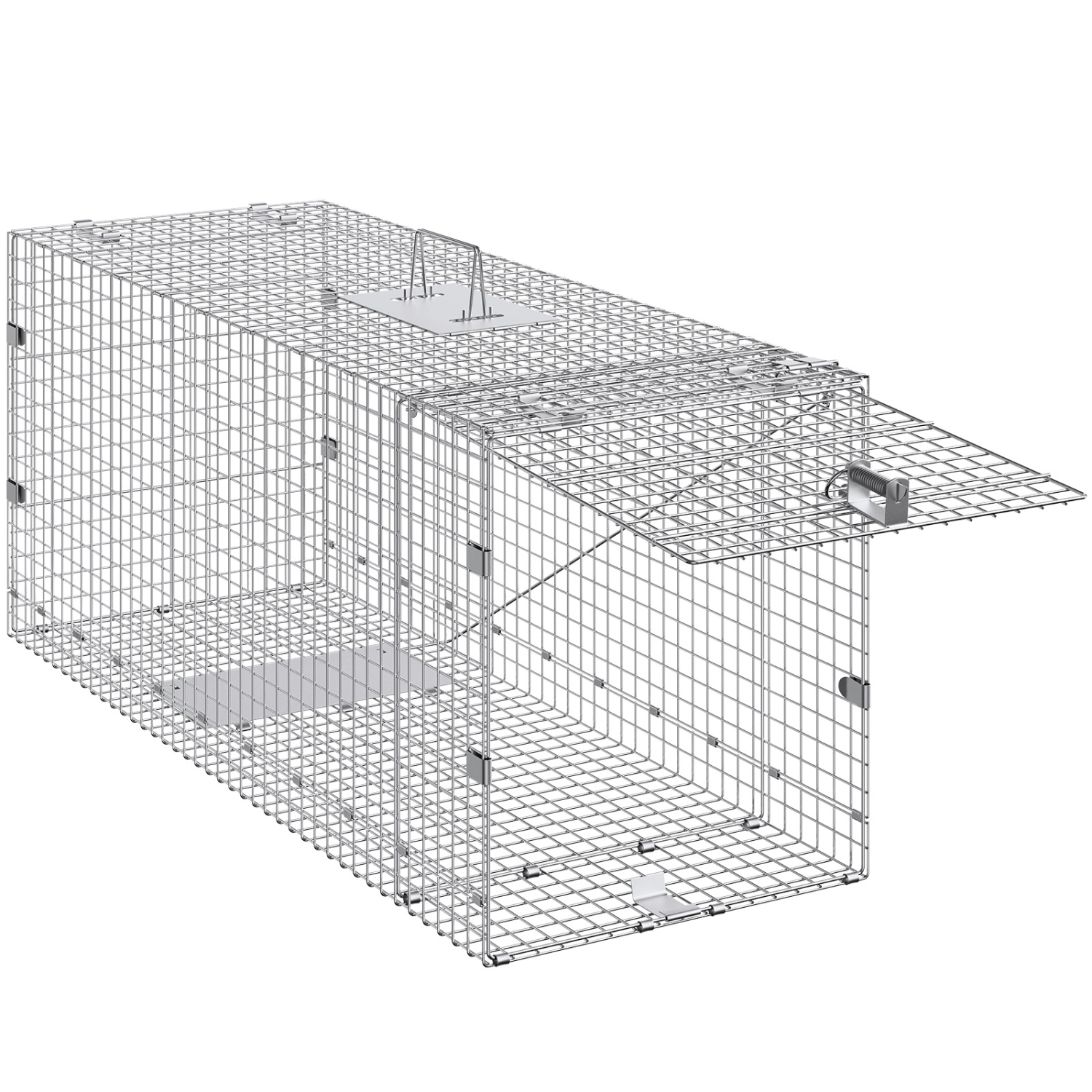 Piège à cage pour animaux vivants de 42 x 16 x 18&nbsp;po de VEVOR, fer galvanisé Humane Cat Trap, piège à animaux pliable avec poignée pour chiens