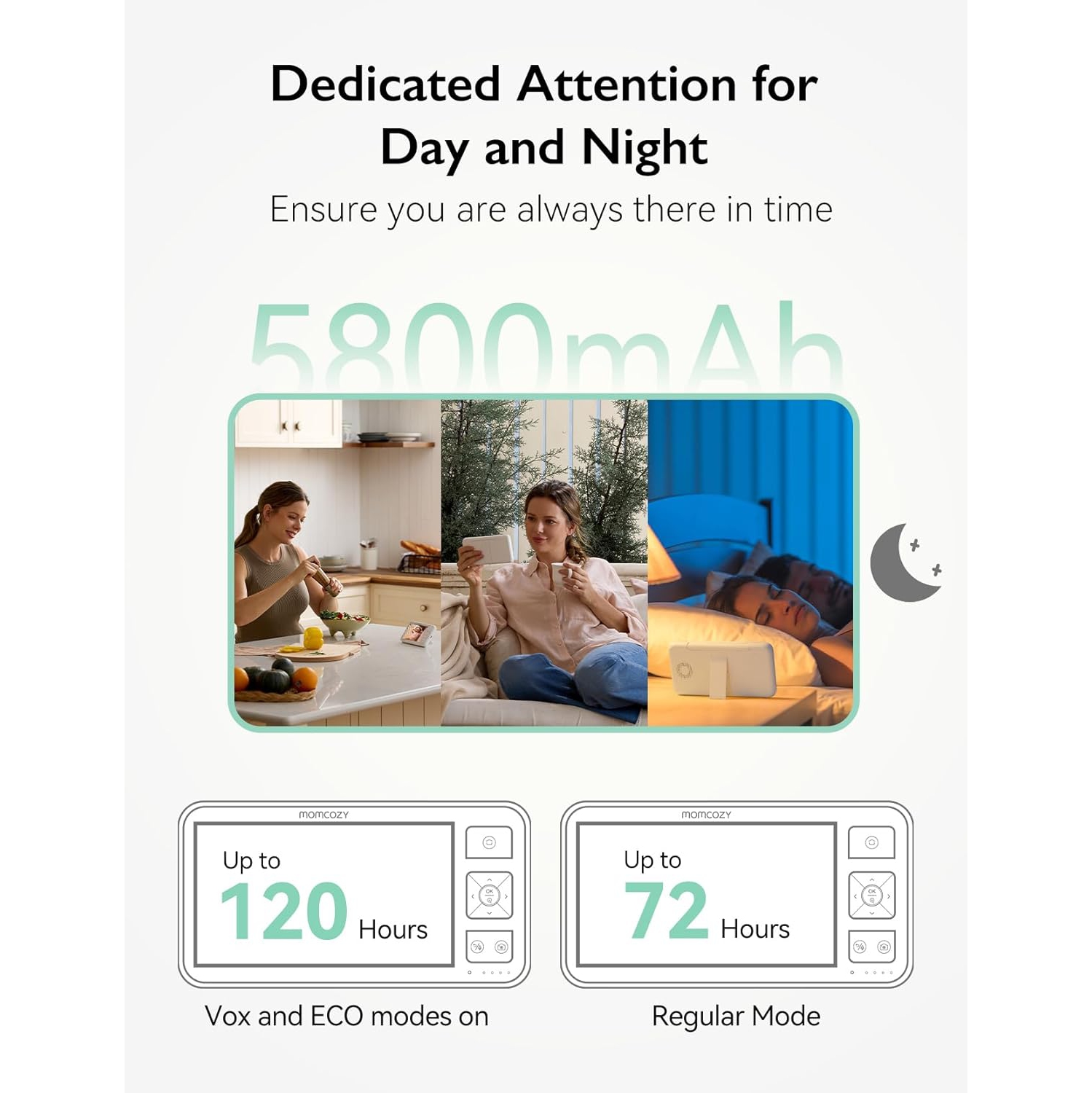 Momcozy Video Baby Monitor, 5.5” 1080P Full HD Baby Monitor with Camera No WiFi, Infrared Night Vision, 5800mAh 120-hrs Battery, ECO, VOX, 2-Way