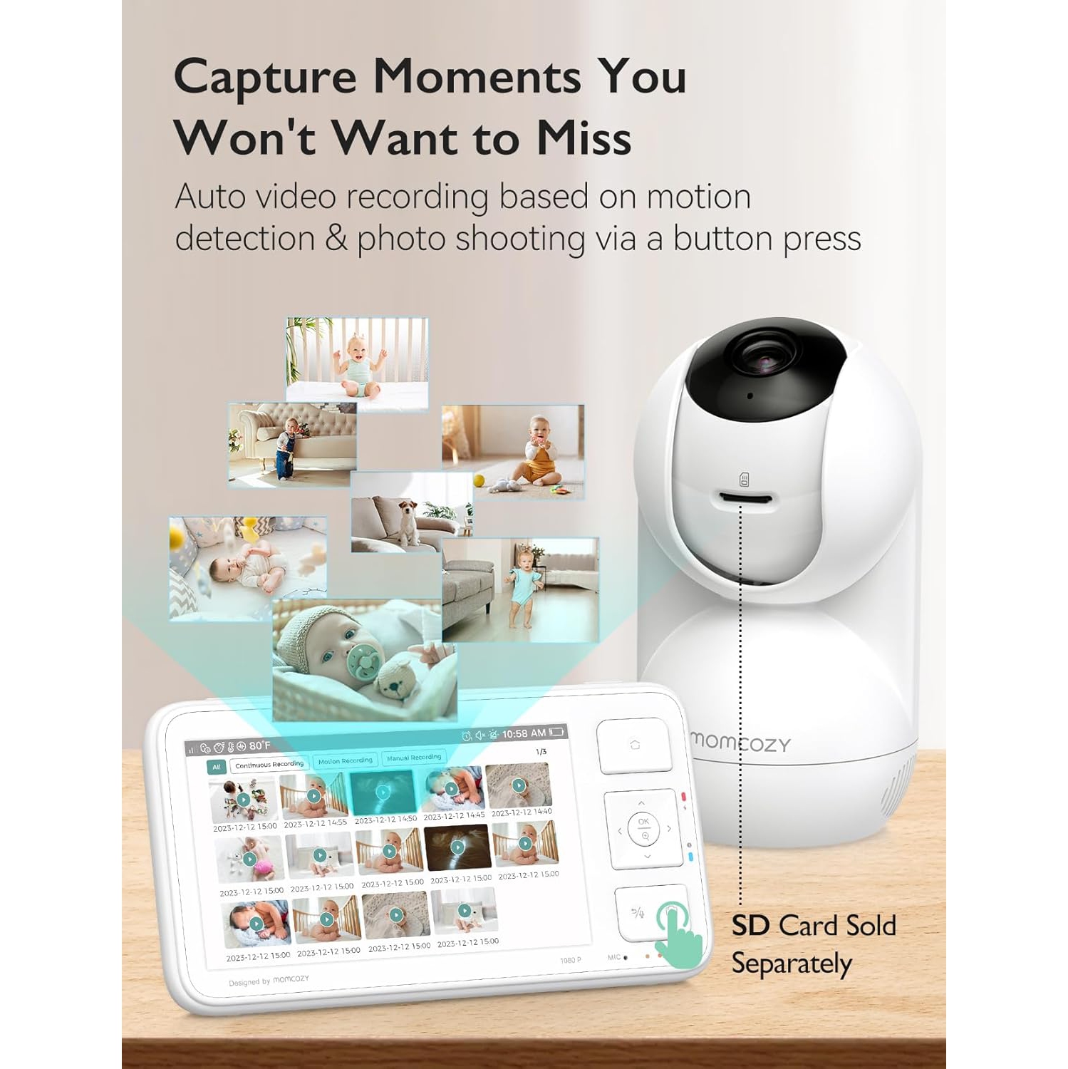 Momcozy Video Baby Monitor, 5.5” 1080P Full HD Baby Monitor with Camera No WiFi, Infrared Night Vision, 5800mAh 120-hrs Battery, ECO, VOX, 2-Way