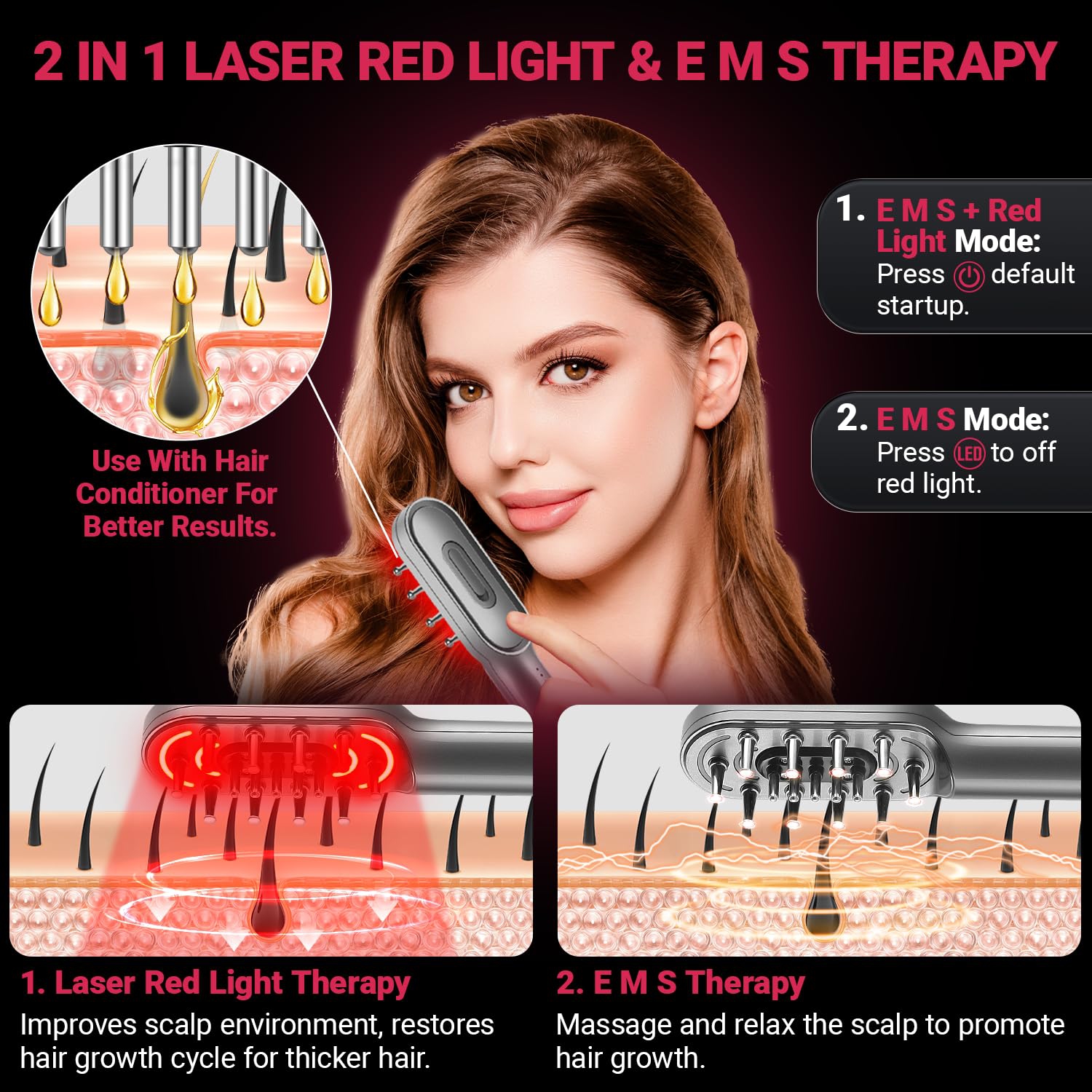 Laser Therapy Hair Growth Comb,Laser Red Light Therapy Comb for Hair Loss & Growth,Alopecia and Scalp Care for Women Men