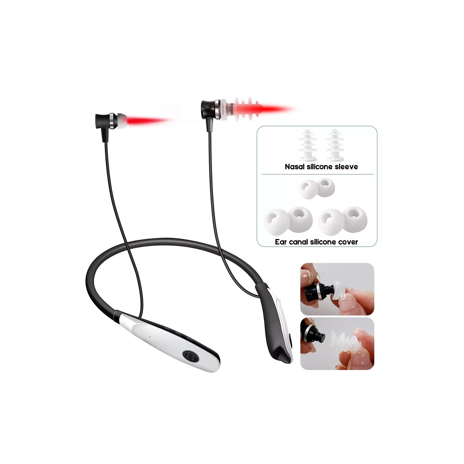 Tinnitus Relief Earplug 650nm Cold Laser Red Light Therapy Nasal Rhinitis Relief