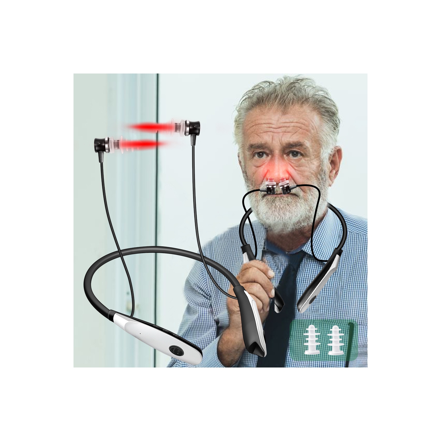 Tinnitus Relief Earplug 650nm Cold Laser Red Light Therapy Nasal Rhinitis Relief