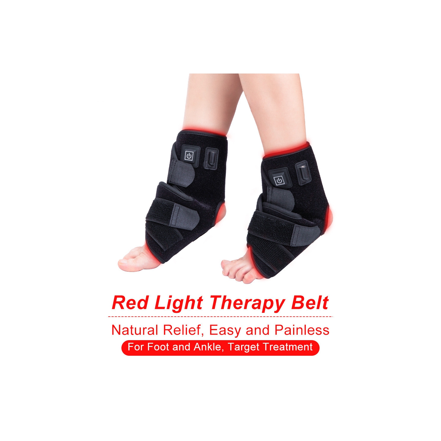 1PCS Red Light Therapy Foot Ankle Strap,660nm & 850nm Light Therapy for Feet Leg Wrist Pain Relief,Red Light Wrap Infrared Lamp Pad