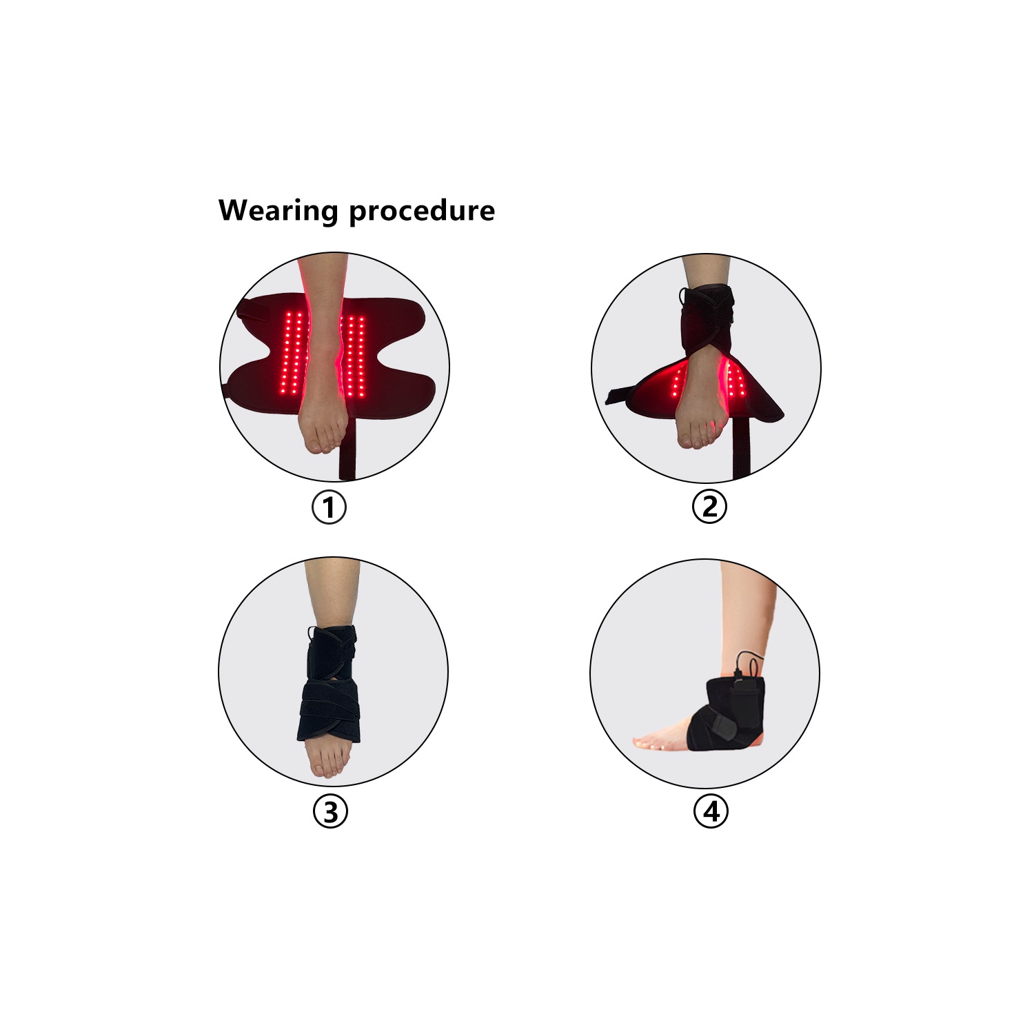 1PCS Red Light Therapy Foot Ankle Strap,660nm & 850nm Light Therapy for Feet Leg Wrist Pain Relief,Red Light Wrap Infrared Lamp Pad