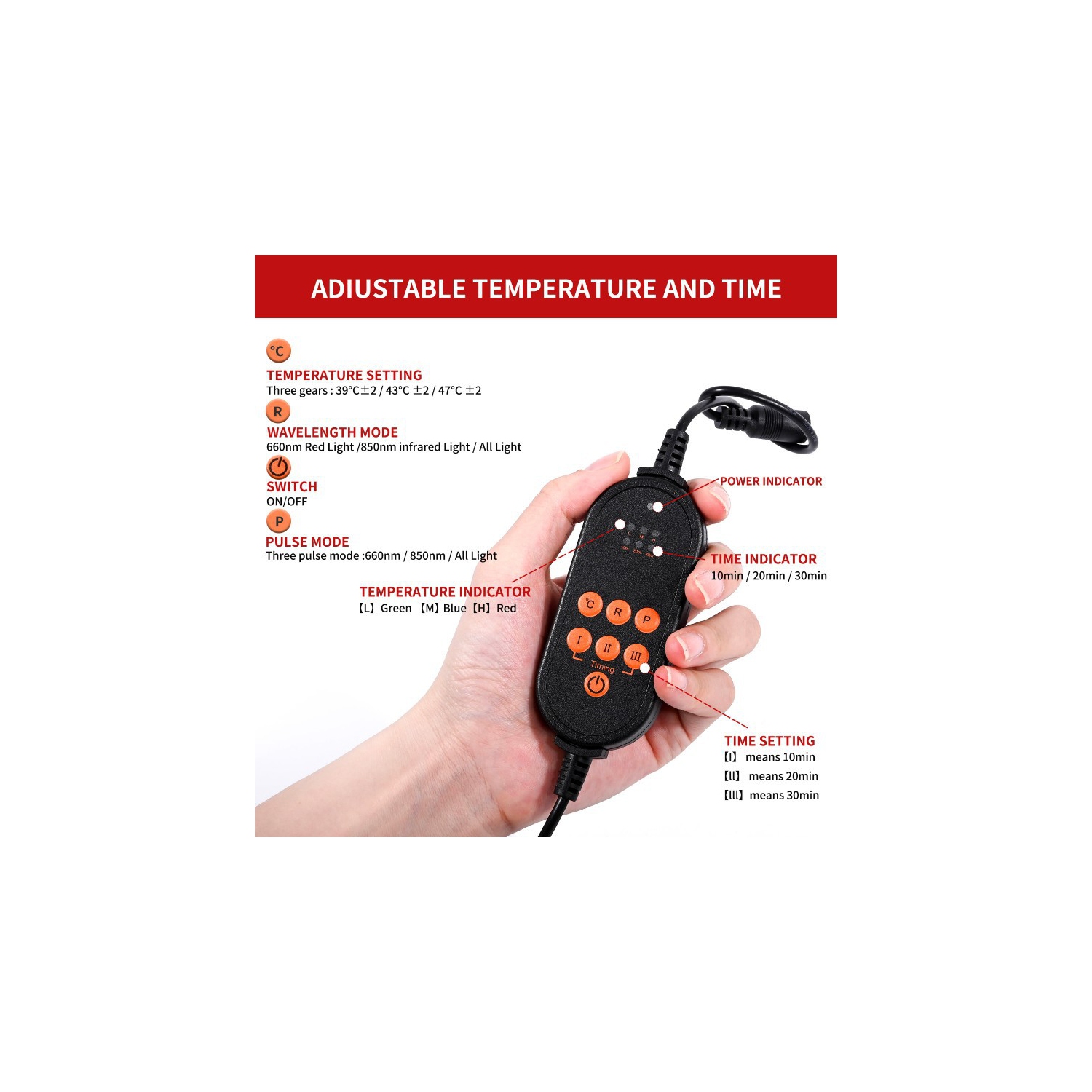 Appareil de thérapie à la lumière rouge 850&nbsp;nm de 660&nbsp;nm, Renfort au genou près d'un coussinet de luminothérapie infrarouge pour soulager