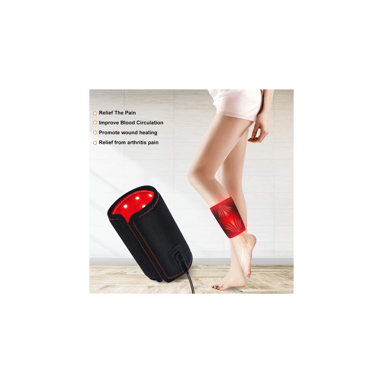 LED Red Light Armband, Infrared Light Therapy Device for Relieving Arm, Calf and Ankle Pain