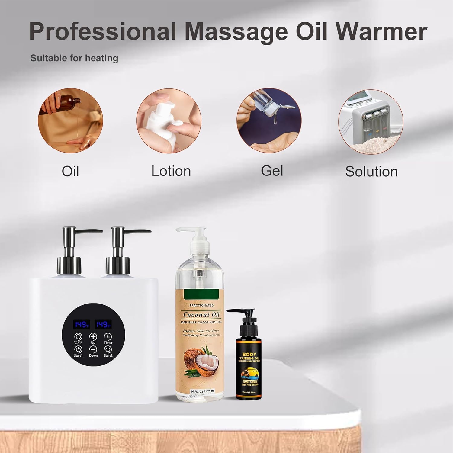 Dual Bottle Massage Oil Warmer,Smart Touch Control Lotion Warmer Dispenser,Adjustable Temperature Heated Lotion & Essential Oil Dispenser