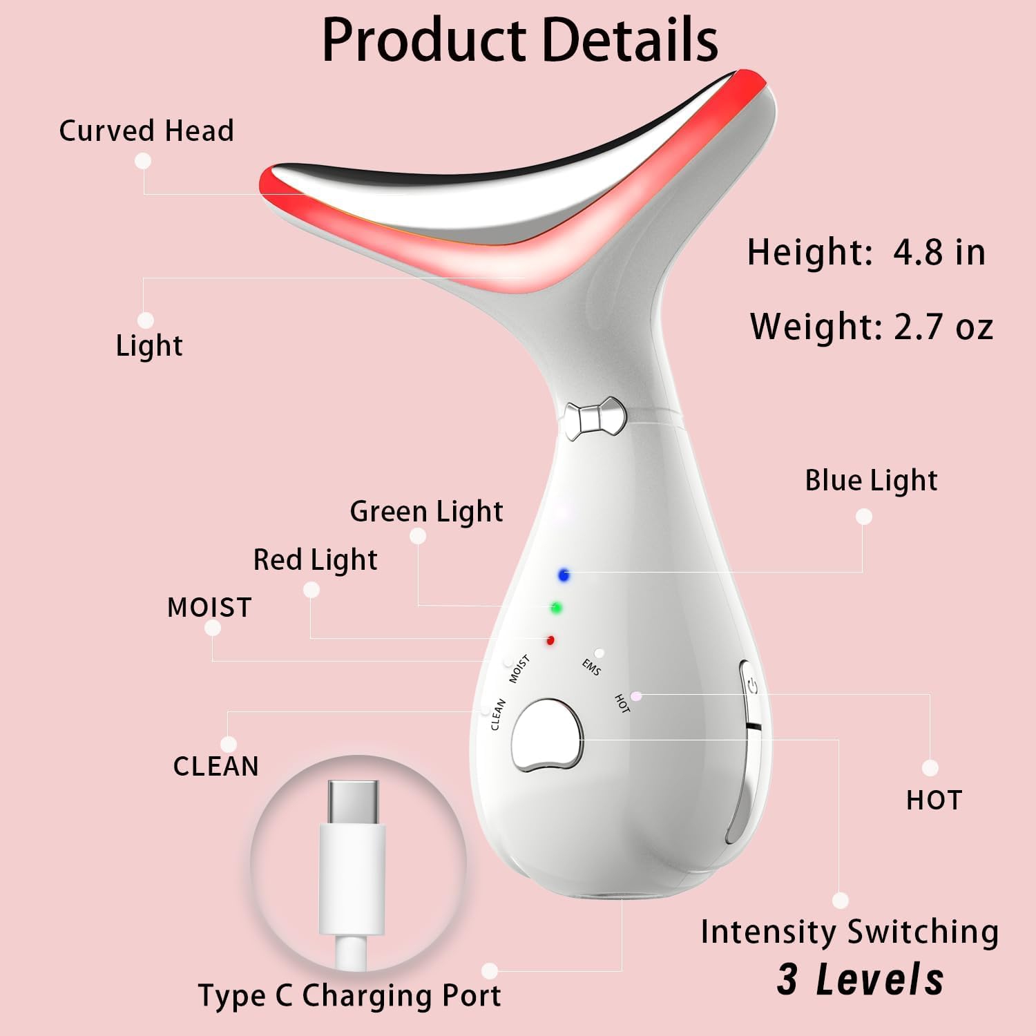 Red Light Therapy Beauty Device for Face & Neck,Microcurrent Facial Wand,Multifunctional Facial Skin Care Device,Face Lifting Facial Beauty Machine