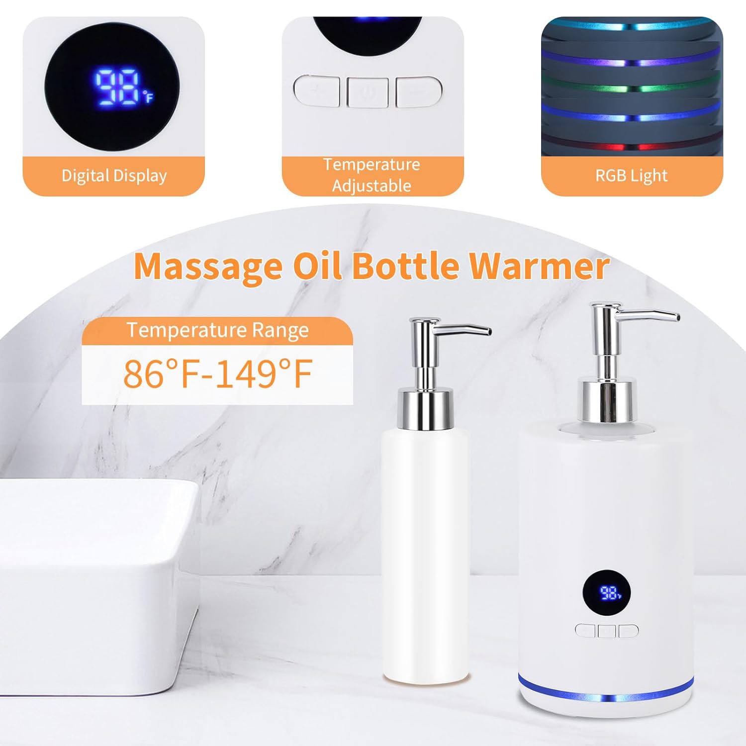 Massage Oil Warmer,Electric Lotion Warmer Bottle,Digital Display,Rapid Heating,Automatic Massage Oil Warmer for Home Salon Spa Massage