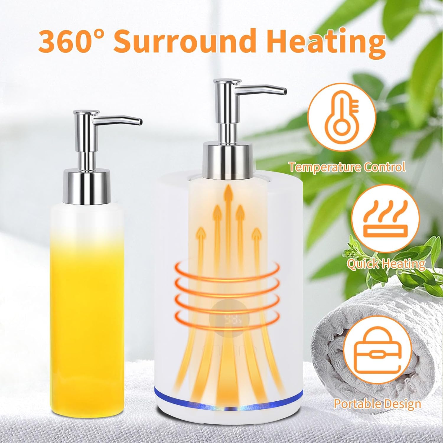 Massage Oil Warmer,Electric Lotion Warmer Bottle,Digital Display,Rapid Heating,Automatic Massage Oil Warmer for Home Salon Spa Massage