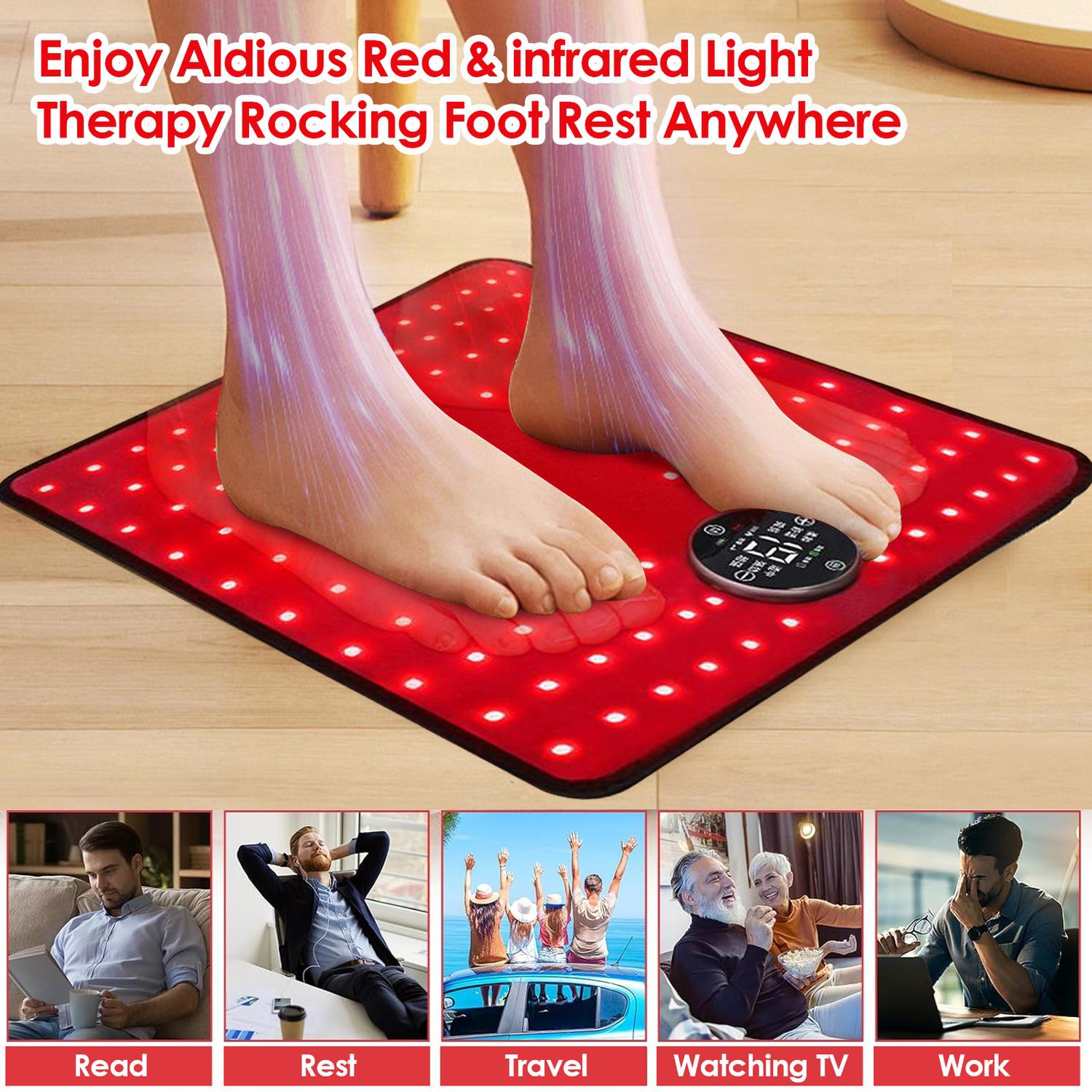 Red Light Infrared Foot Therapy Pad, Foot Heating Massage Pad, Portable Red Light Vibration Heating Foot Therapy Pad