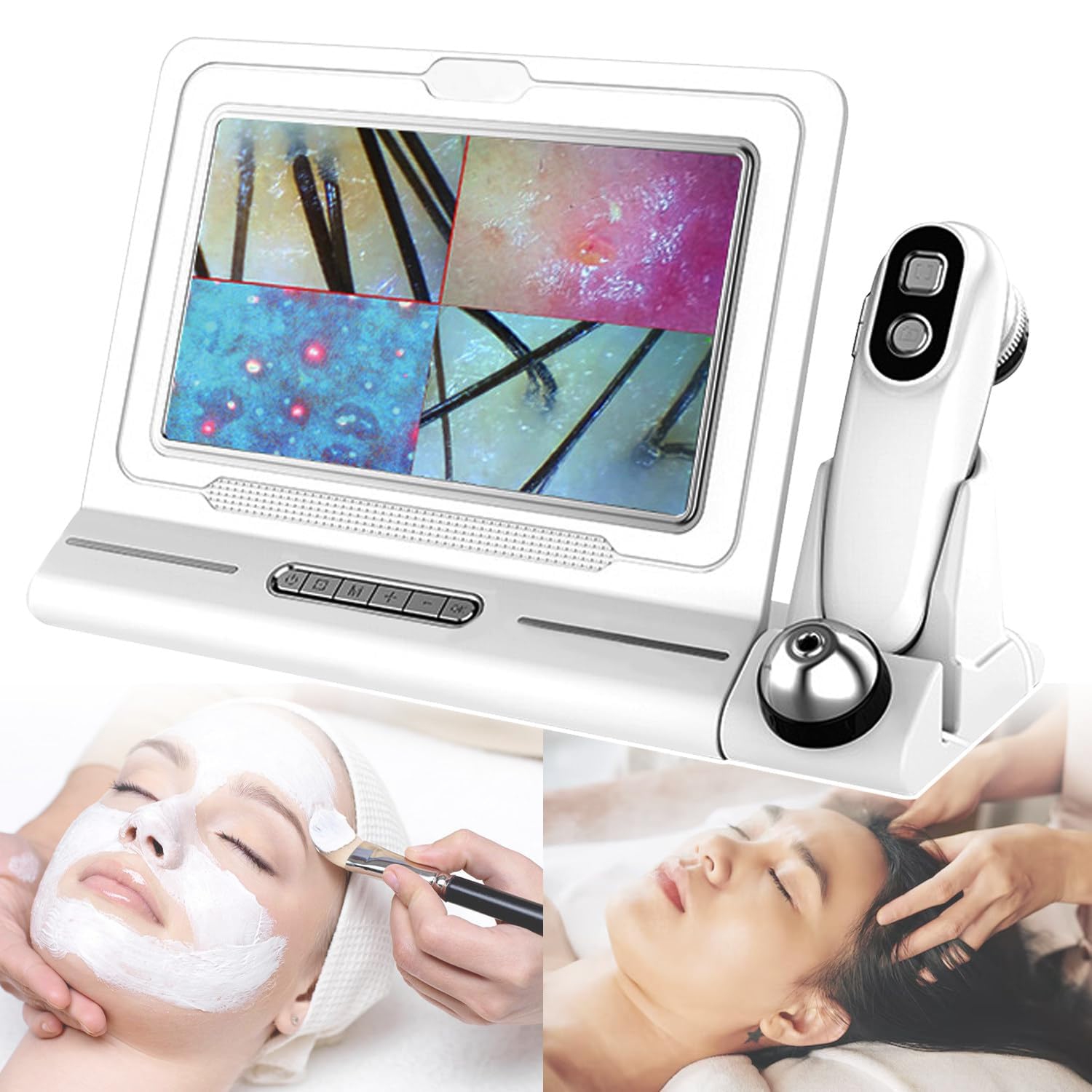 Skin Diagnosis Hair Analyzer,11-inch Skin Scalp Detector MultiFunctional Hair Follicle Analyser Machine,with 50x/200x Dual Heads,Skin & Scalp Health