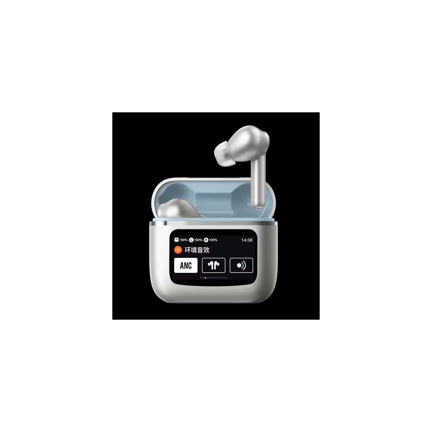 Écouteurs boutons sans fil Bluetooth à suppression active du bruit à faible latence et écran tactile intelligent