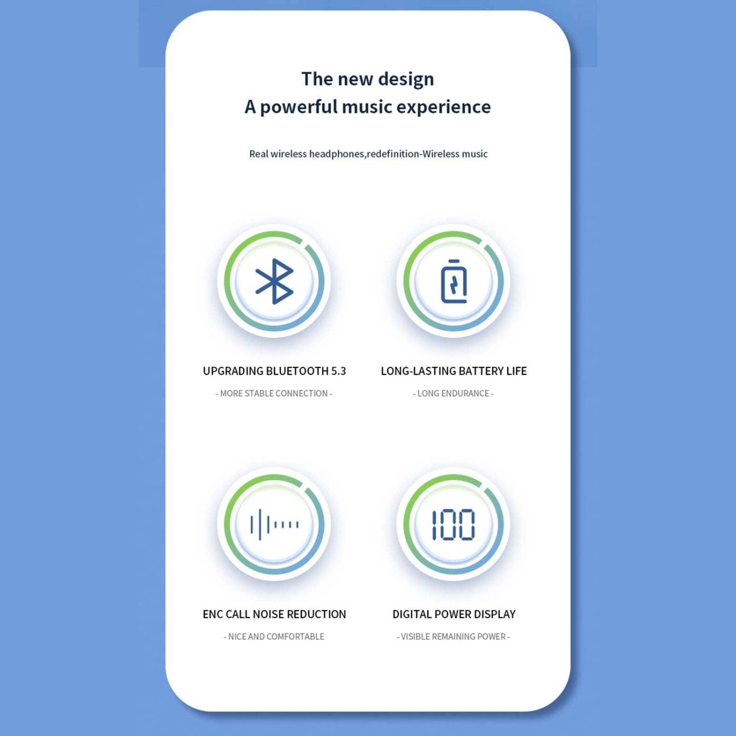 Écouteurs-boutons à faible latence Audio mains libres Écouteurs bouton Bluetooth TWS Casque de jeu bleu