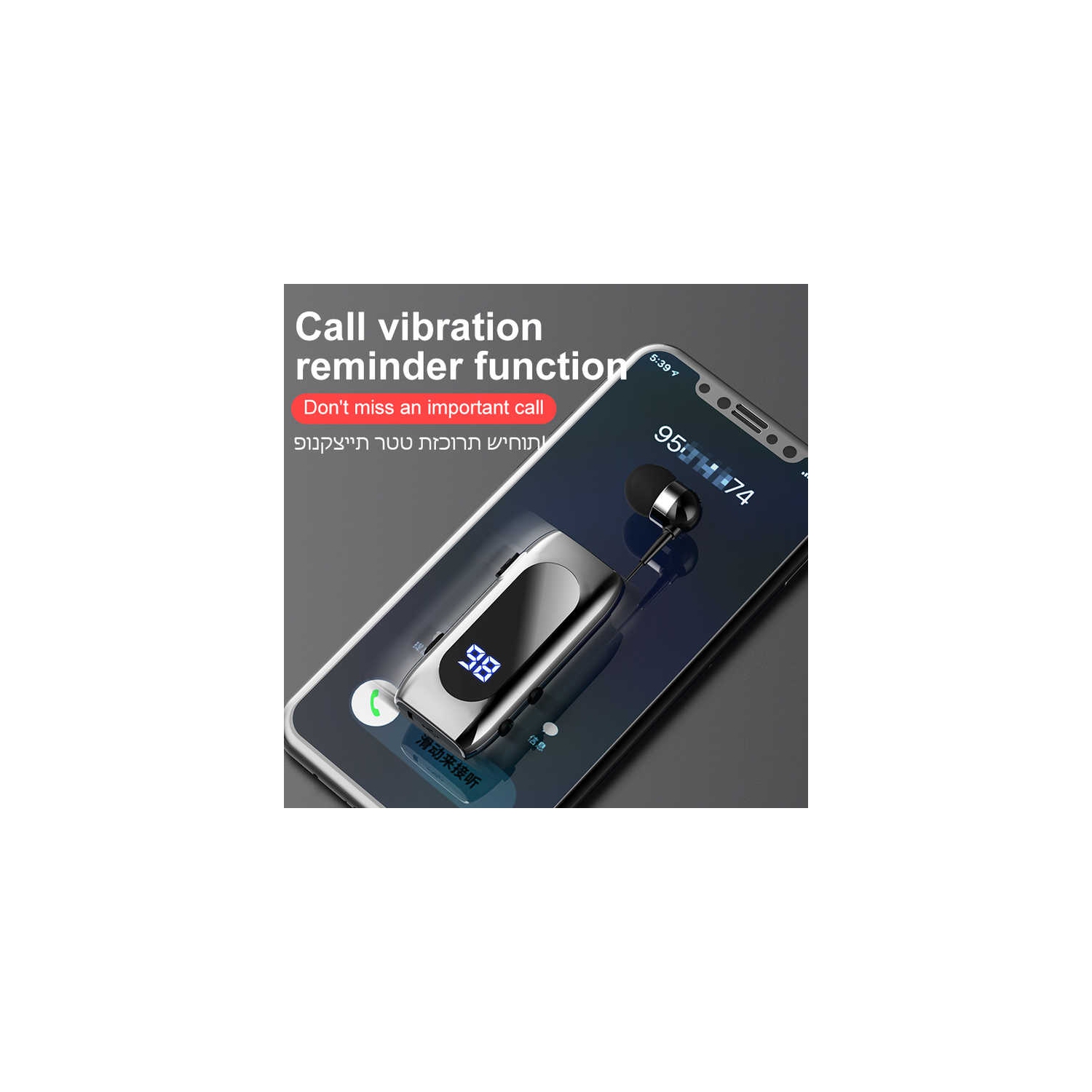 Micro-cravate rétractable mains libres oreillette Bluetooth Pull-wire Smart Bluetooth est doté d'une seule oreille dorée