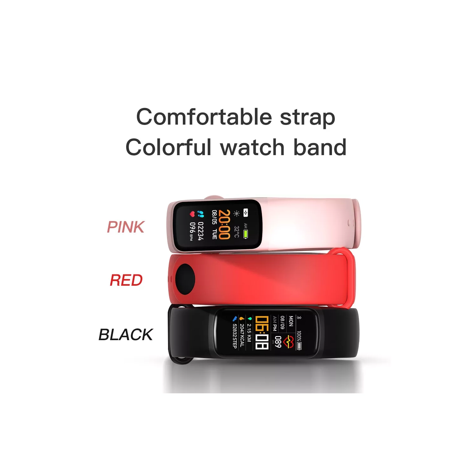 Smart Watch with Black Heart Rate Blood Pressure Fitness Tracker Health Monitor
