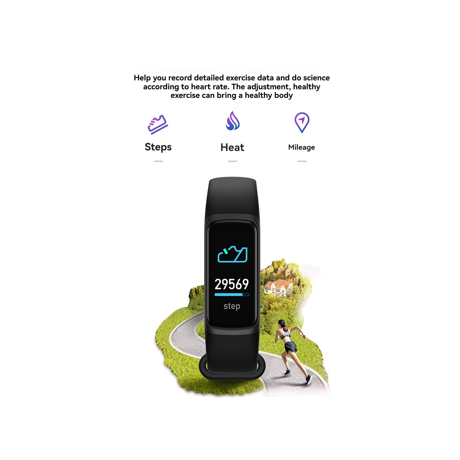 Smart Watch with Black Heart Rate Blood Pressure Fitness Tracker Health Monitor