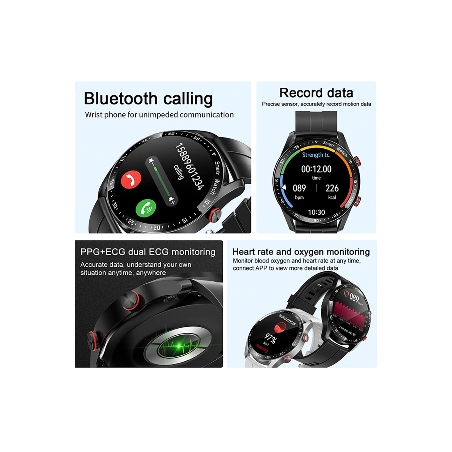 ECG+PPG Smart Watch Bluetooth Call Music Player Men's Watch Sports Waterproof Luxury Smart Watch Silver steel belt Orange peel