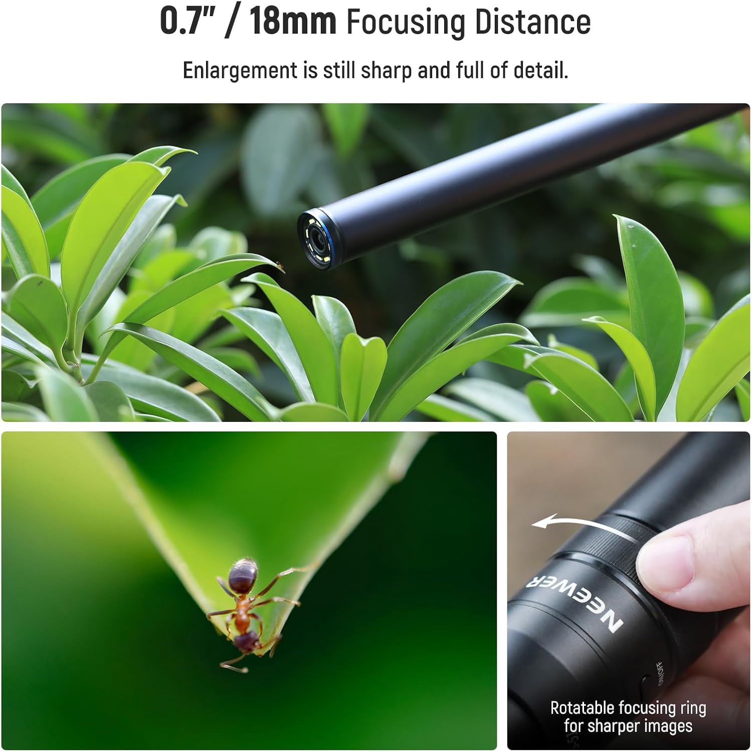 Open Box - NEEWER 18mm 2X Macro Probe Lens with 17mm Thread for Mobile Phone Video Recording