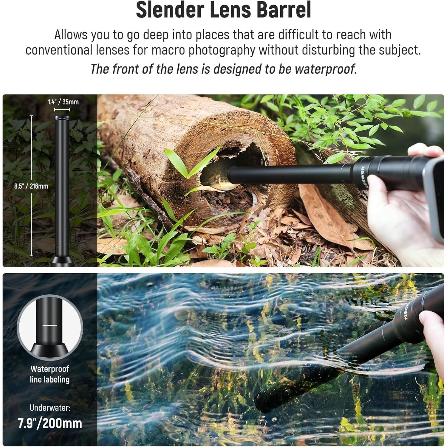 Open Box - NEEWER 18mm 2X Macro Probe Lens with 17mm Thread for Mobile Phone Video Recording