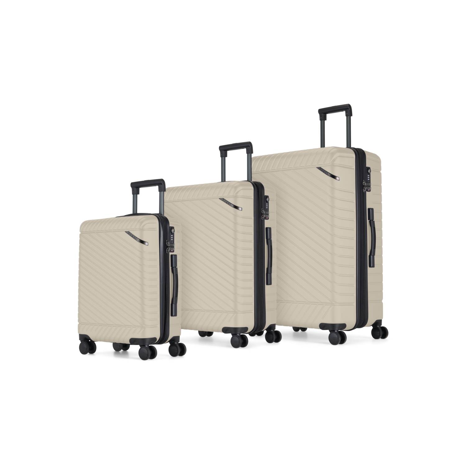 Bugatti - Oslo 3 Piece Hardside Luggage Set with Expansion - Beige