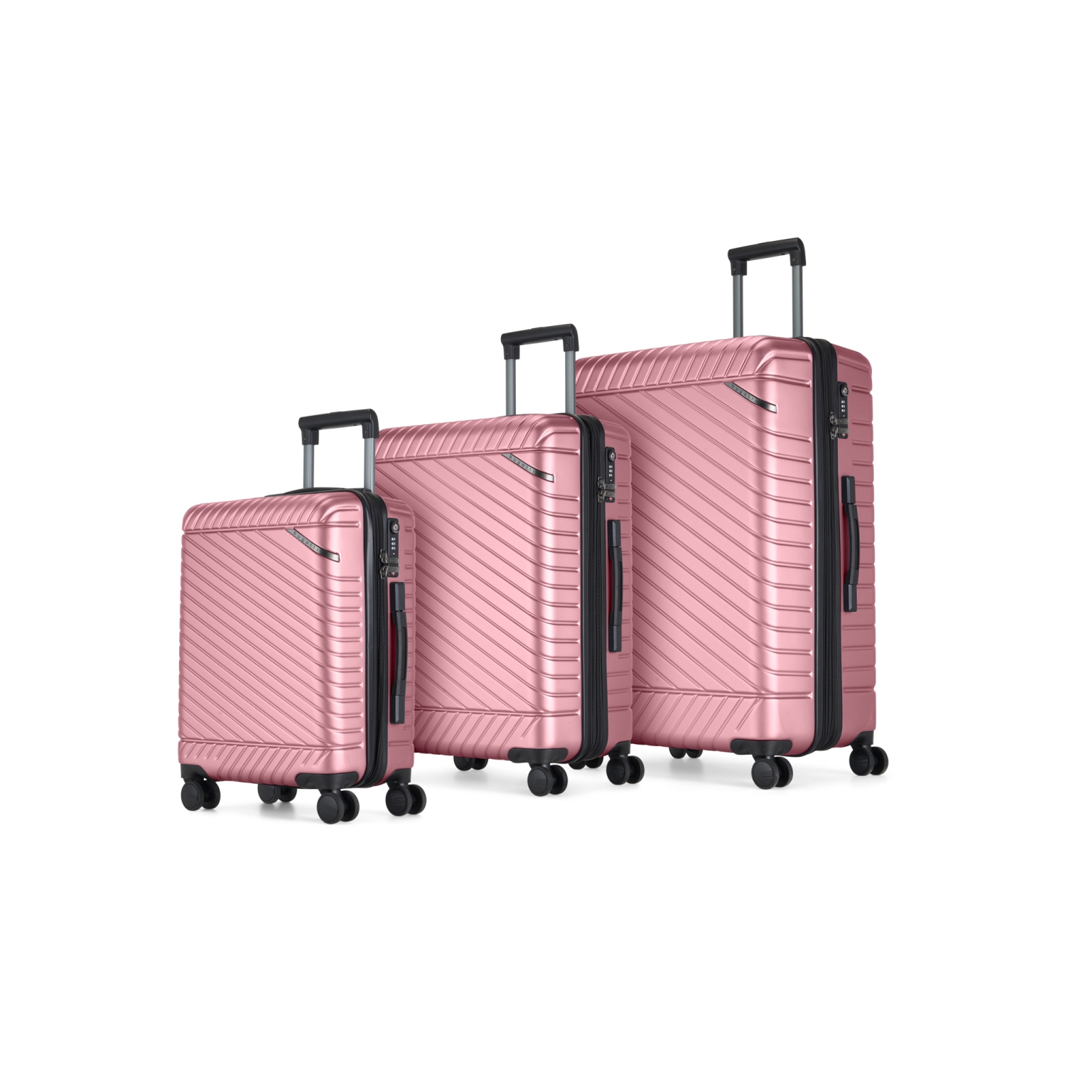Bugatti - Oslo 3 Piece Hardside Luggage Set with Expansion - Pink