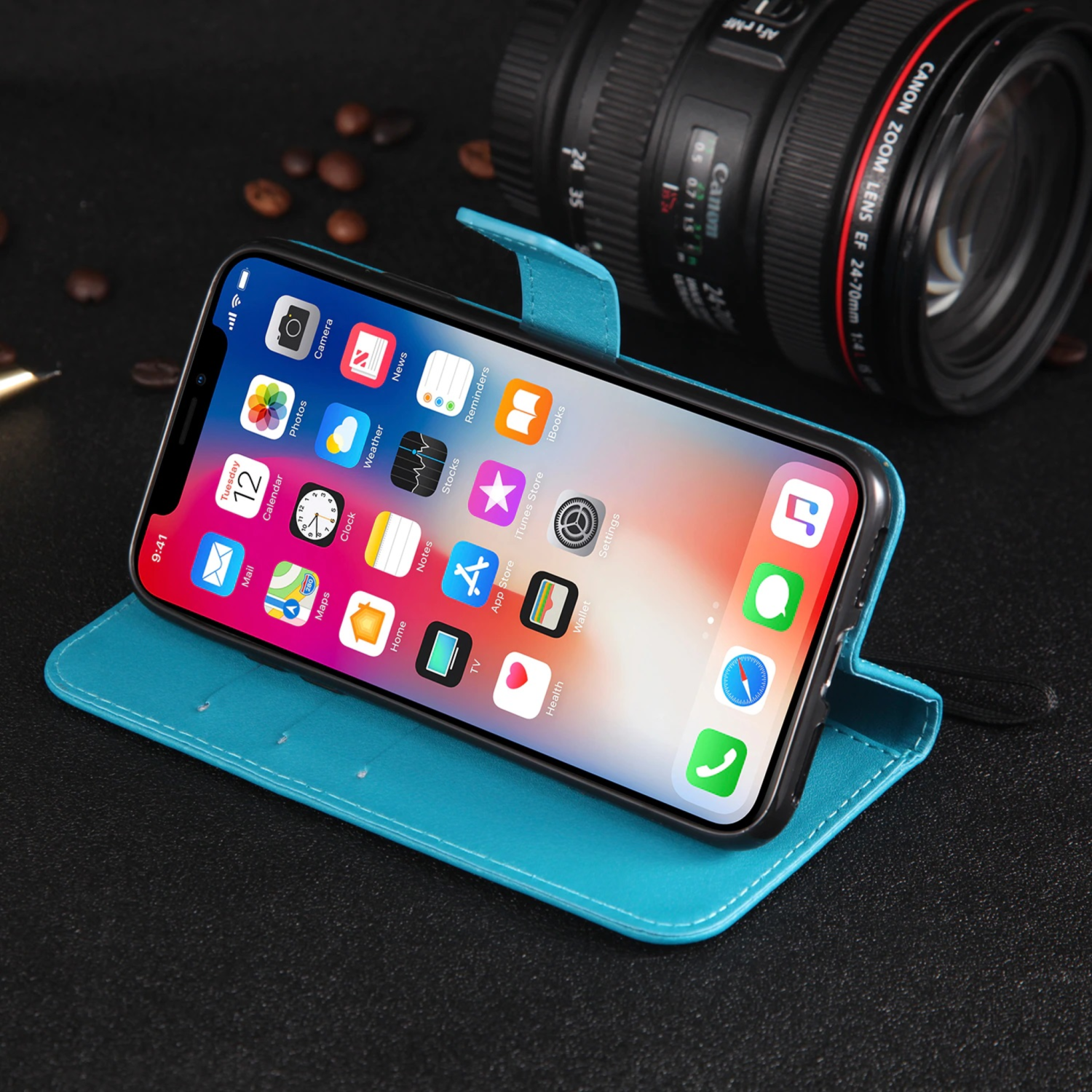 SUPER AFFAIRE - Étui portefeuille anti-chute rétro en cuir fait à la main de CaseMe Étui portefeuille avec fente pour carte pour iPhone 14