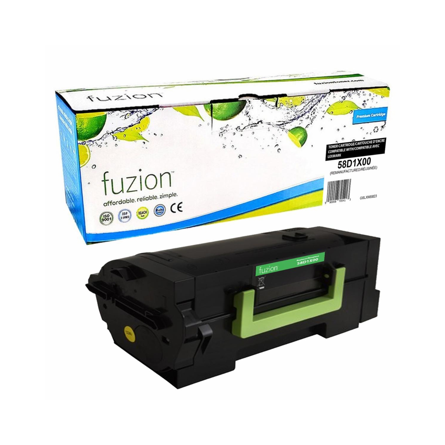 Cartouche d'encre en poudre réusinée à très haut rendement 58D1X00 de Lexmark - Noir