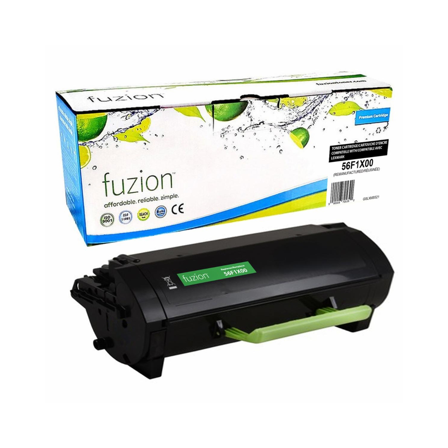 Cartouche d'encre en poudre réusinée à haut rendement 58D1H00 de Lexmark - Noir