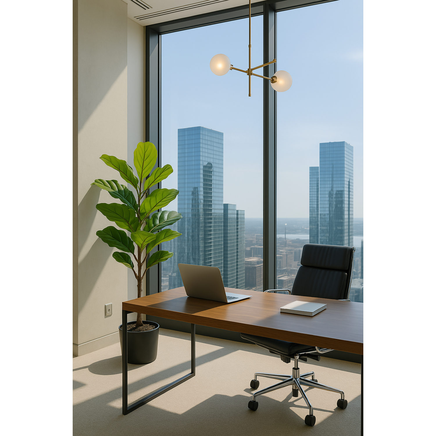 135cm Realistic Artificial fiddle Tree – 56 Leaves – Tropical Floor Plant with Premium Pot and ultra Natural Touch – Home, Office, Hotel, or