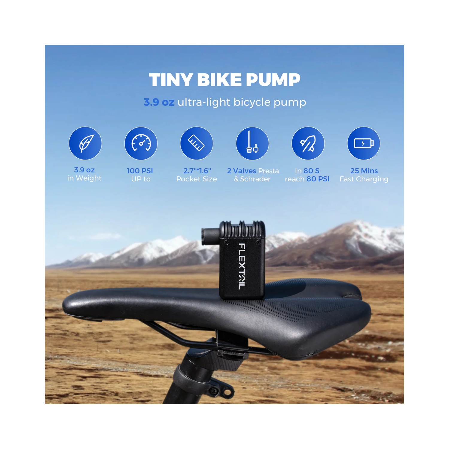 TINY BIKE PUMP - Ultra-Mini 100PSI Rechargeable Bicycle Pump