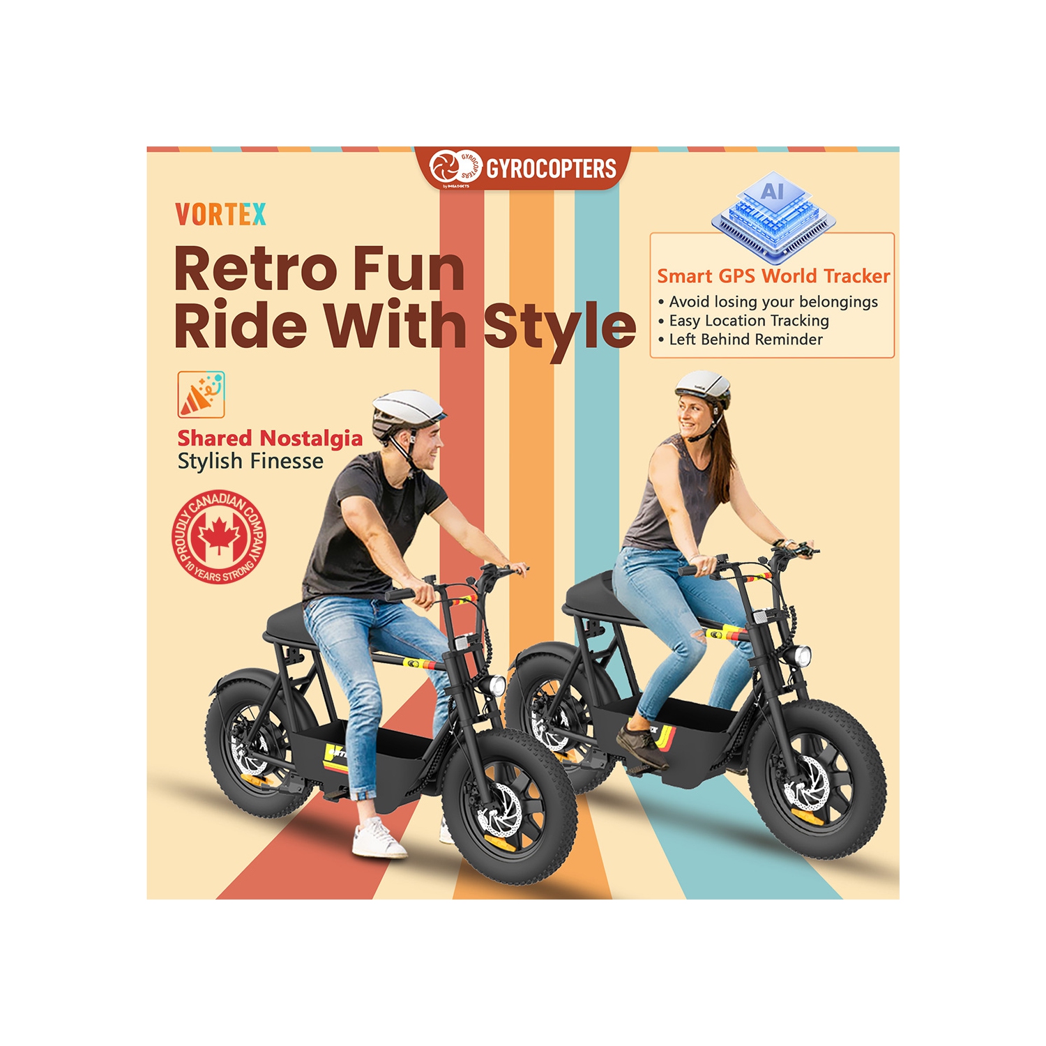 Gyrocopters Vortex Electric Scooter with Seat | UL2272 Safe | 470W Peak Motor 16*3 Inch Wear Resistant Fat Tires | Speed Upto 32km/h | Range Upto