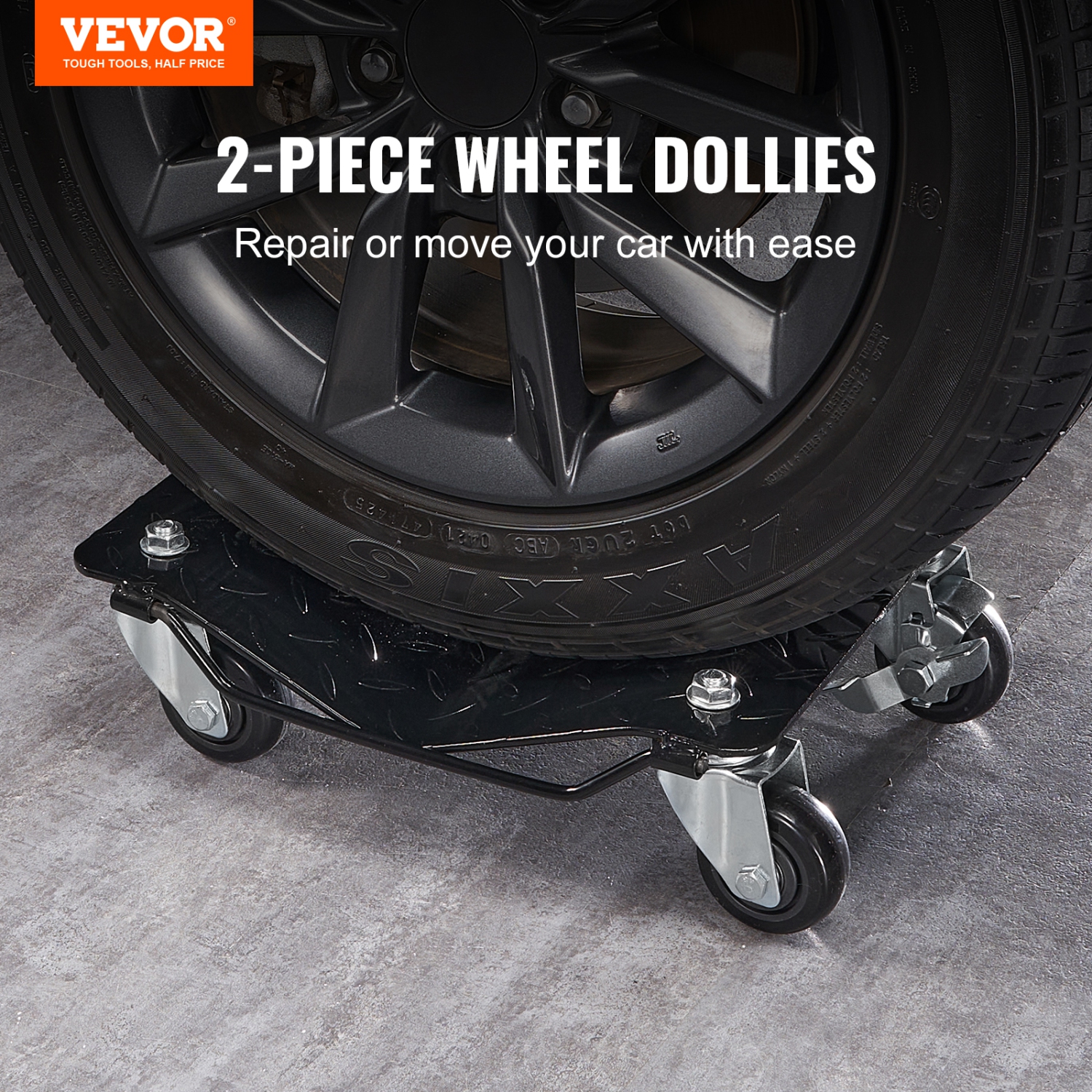 VEVOR 3000 lbs/1360 kg Wheel Dolly, Car Dollies, Wheel Dolly Car Tire Stake Set of 2 Piece, Heavy-duty Car Tire Dolly Moving Cars, Trucks, Trailers,