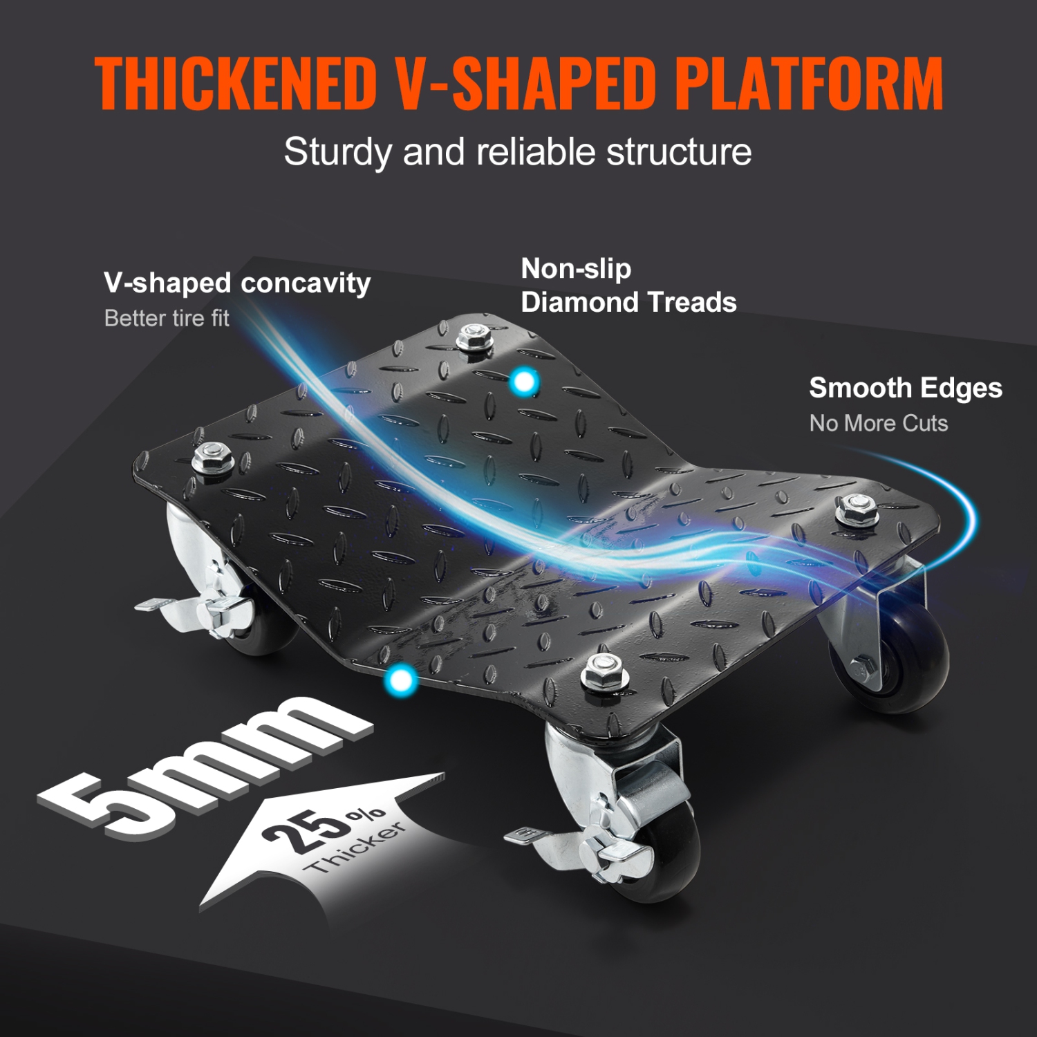 VEVOR 3000 lbs/1360 kg Wheel Dolly, Car Dollies, Wheel Dolly Car Tire Stake Set of 2 Piece, Heavy-duty Car Tire Dolly Moving Cars, Trucks, Trailers,