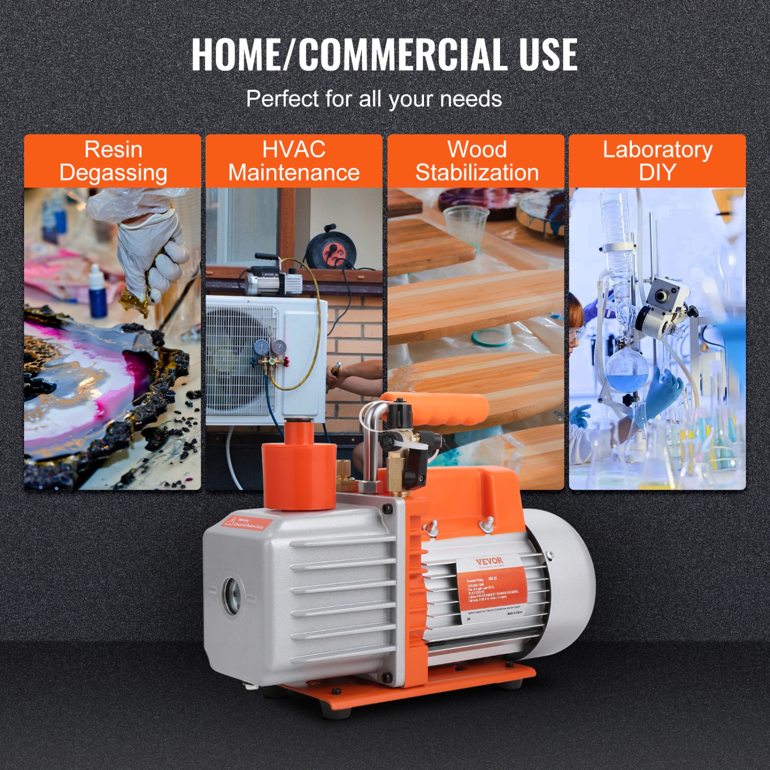 Pompe à vide à aubes rotatives VEVOR 1/3 HP 2 étapes, 5 pi3/min, pompe à vide 120&nbsp;V, 1/4" SAE mâle 3/8" SAE mâle 1/2" ACME mâle, pour réparation