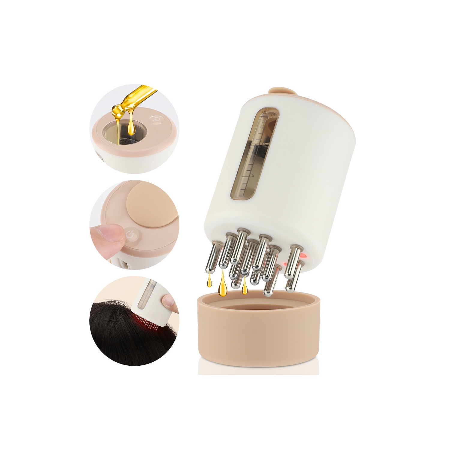 Peigne de médecine vibrante haute fréquence à décharge liquide à 7 dents Red Light Care