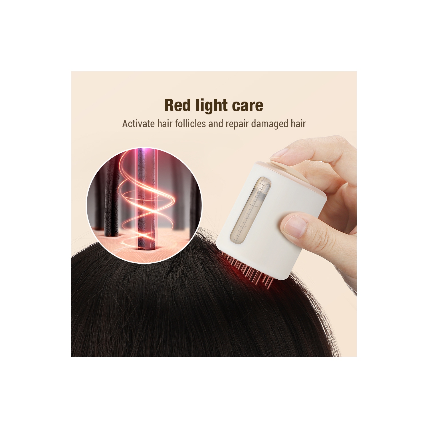 Peigne de médecine vibrante haute fréquence à décharge liquide à 7 dents Red Light Care