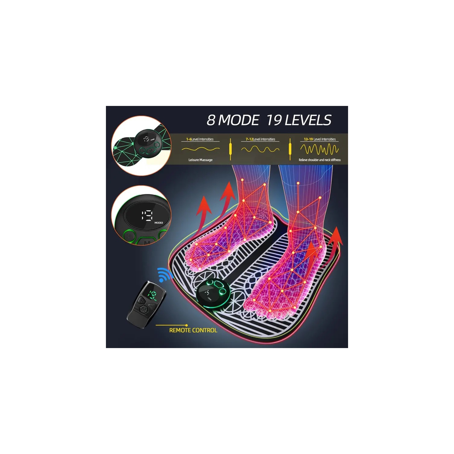 Smart Ems Foot Massage Pad, Pulse Therapy Foot Pad, Microcurrent Foot Massager