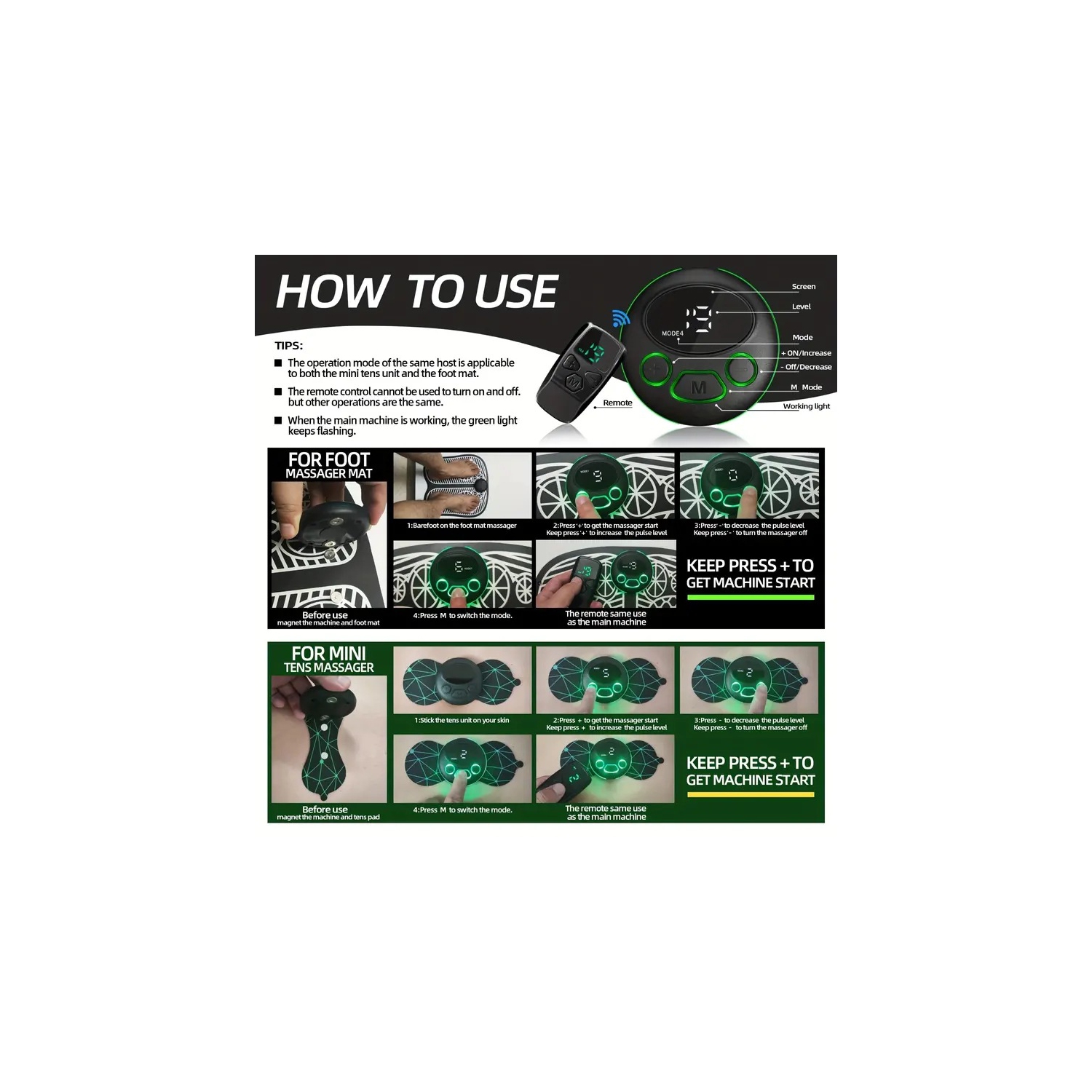 Smart Ems Foot Massage Pad, Pulse Therapy Foot Pad, Microcurrent Foot Massager