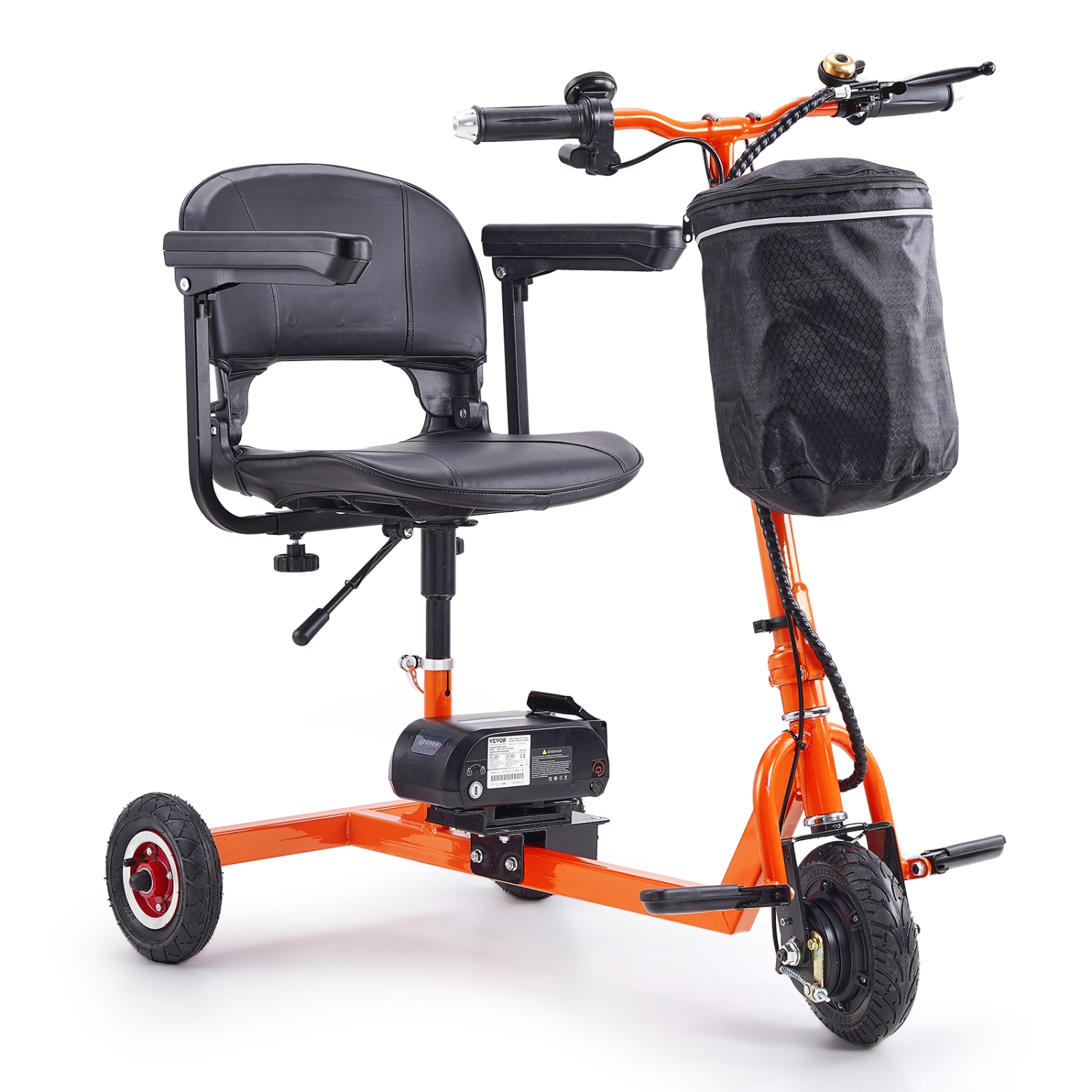 Trottinette pliable à 3 roues VEVOR pour aînés, électrique portative avec autonomie de 12&nbsp;km, fauteuil roulant tout-terrain avec batterie au