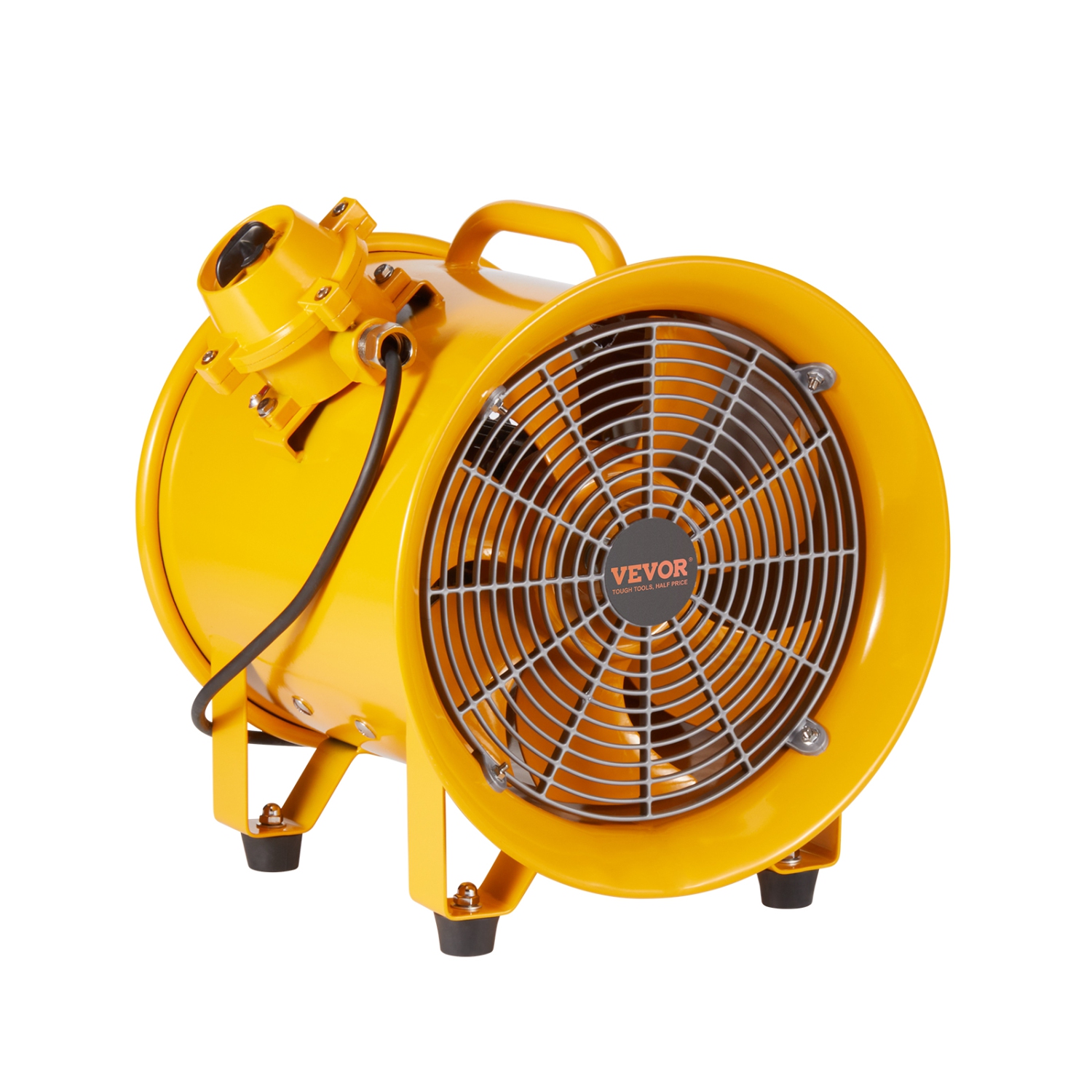 VEVOR Portable Ventilator, 10" Heavy Duty Cylinder Fan, 350W Strong Shop Exhaust Fan 1942CFM, 9.8ft Power Cord (No charging head), Industrial Utility Blower for Sucking Dust