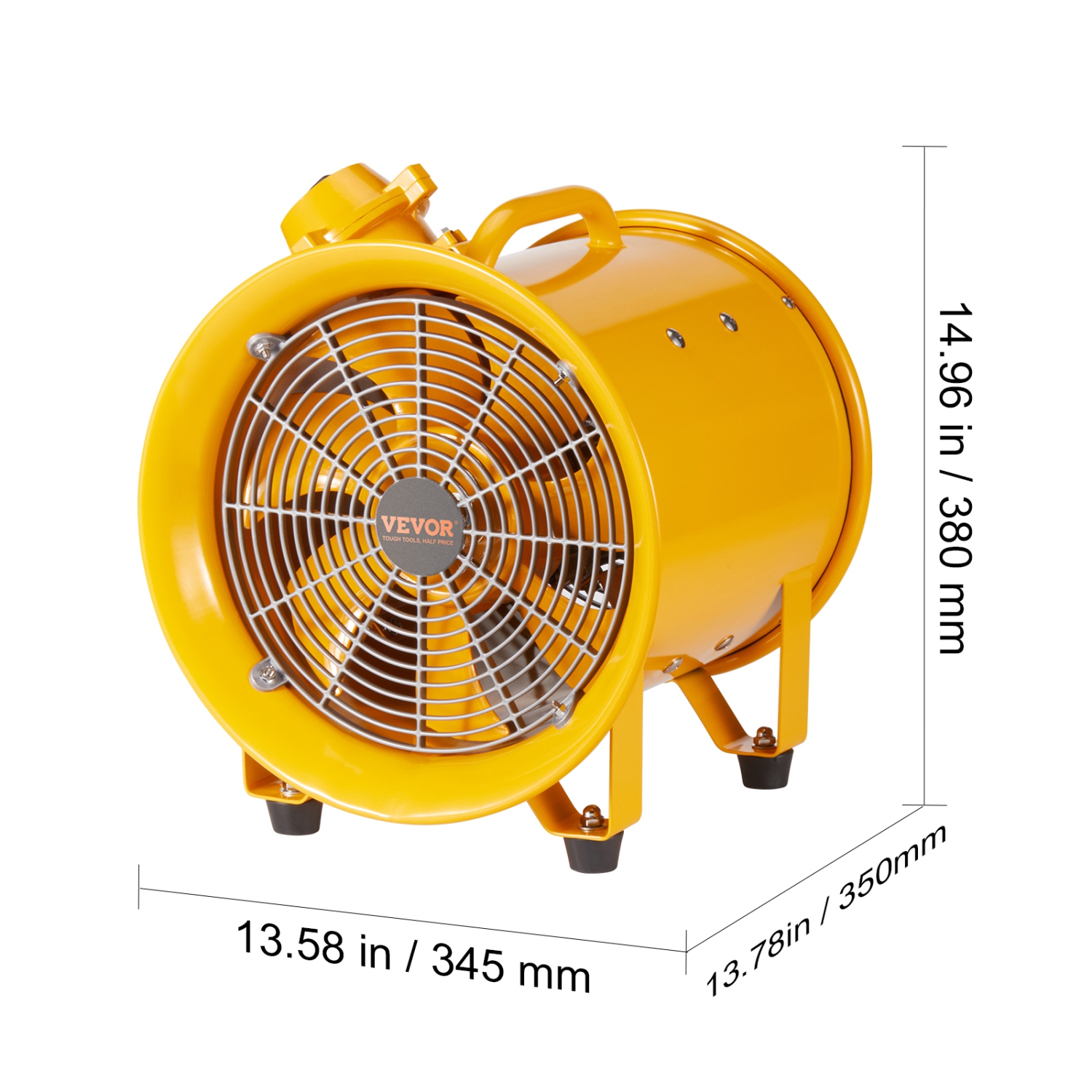 VEVOR Portable Ventilator, 10" Heavy Duty Cylinder Fan, 350W Strong Shop Exhaust Fan 1942CFM, 9.8ft Power Cord, Industrial Utility Blower for Sucking
