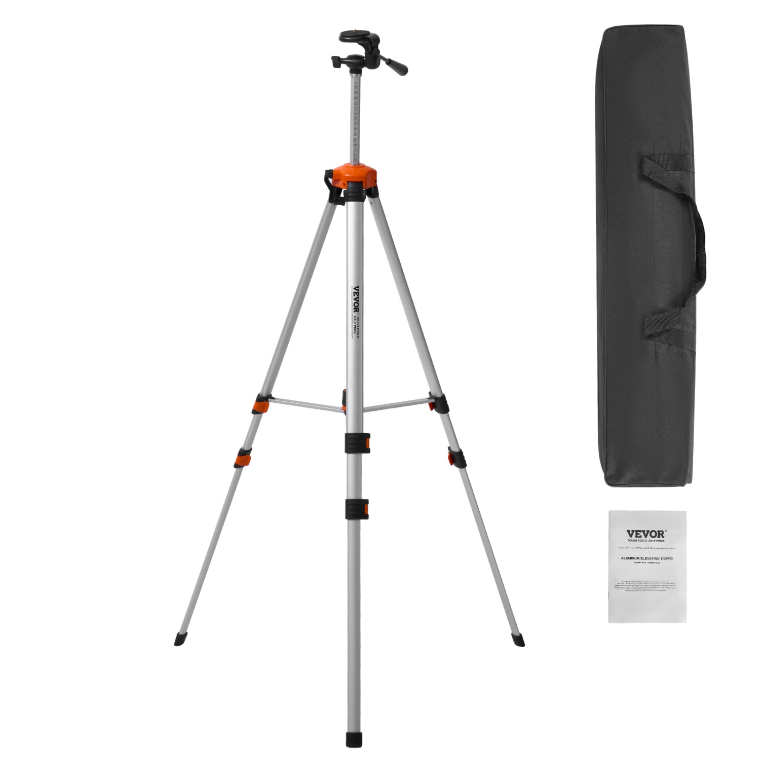 VEVOR Laser Level Tripod, ¼ x 20 Thread Mount, 27.36-68.11 inch Height Adjustment with Integrated Level Bubble Lightweight Laser Scanner Stand,