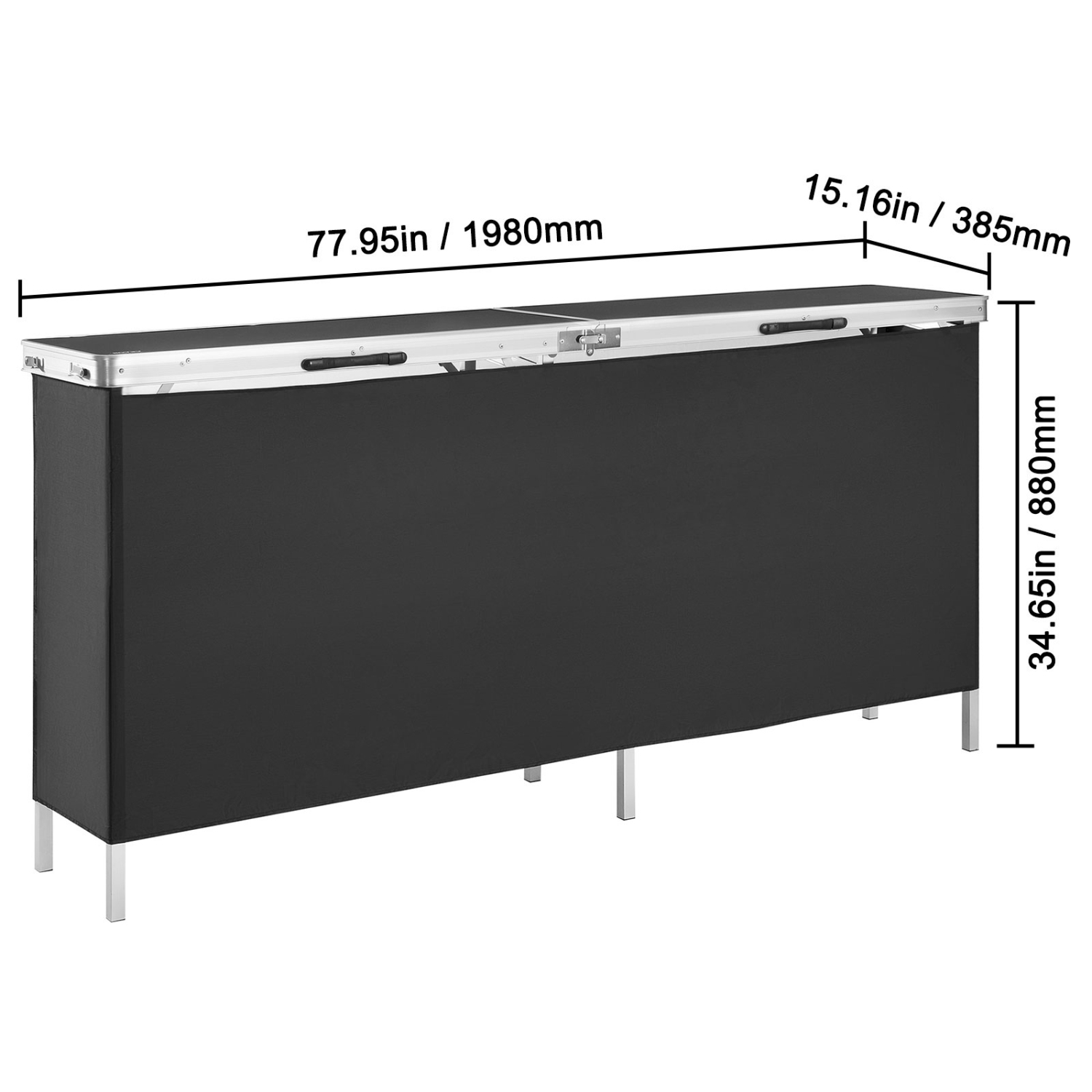 Table de salon professionnel portative VEVOR 77,95&nbsp;po x 15,16&nbsp;po x 34,65&nbsp;po, présentoir de comptoir avec présentoir mural, podium de