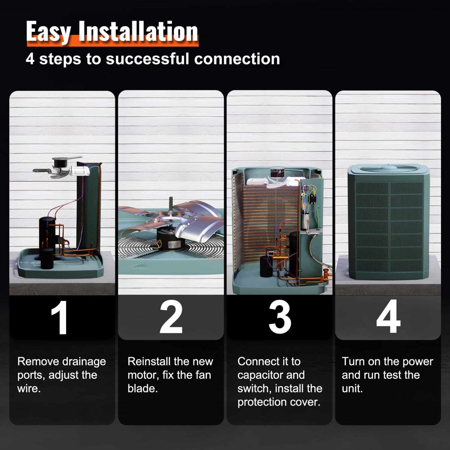 VEVOR K55HXJKL-2918 Condenser Fan Motor, 51-23055-11, 1/5 HP 208-230V, 1075RPM, OEM Standard Upgraded Replacement Condenser Motor Reversible