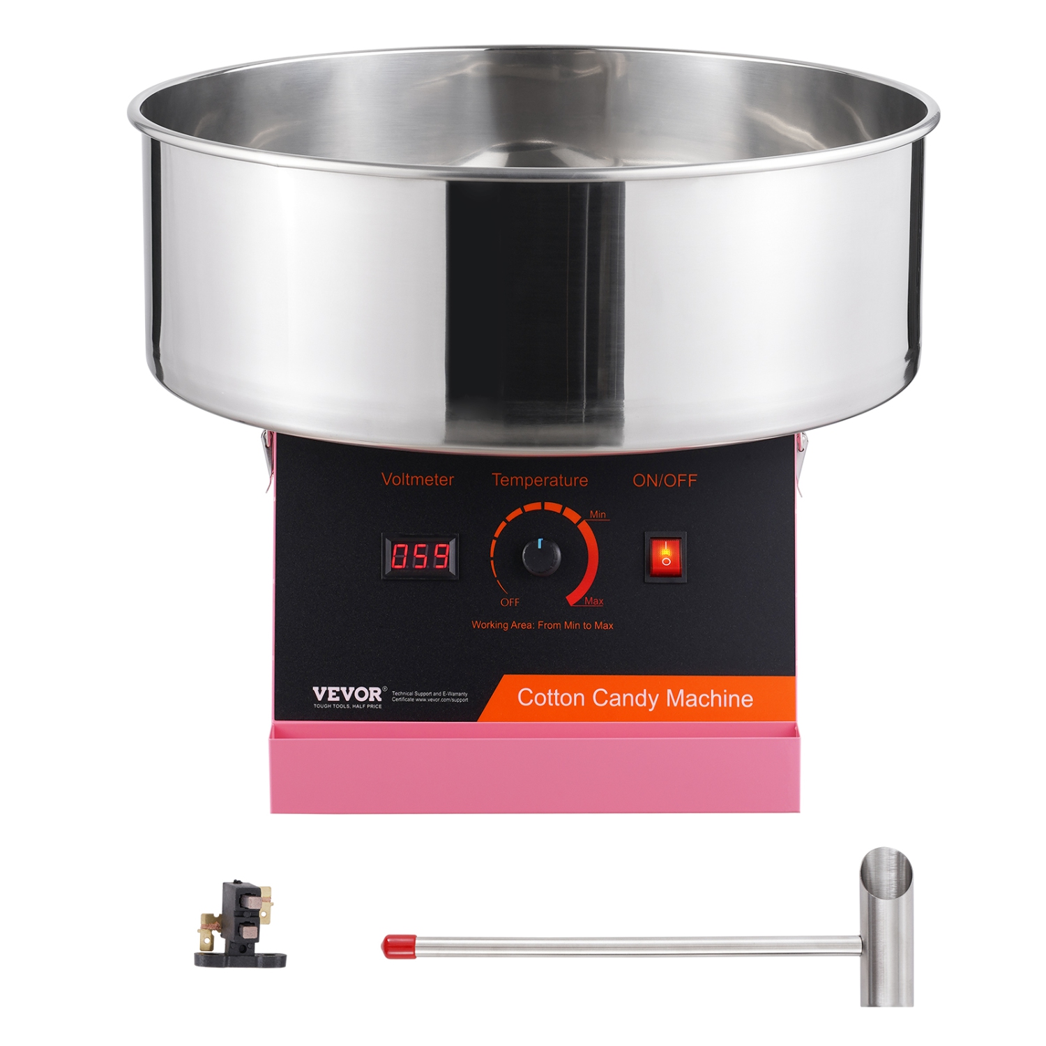 VEVOR 1000W ,Electric Cotton Candy Machine, Candy Floss Maker, Commercial Cotton Candy Machine with Stainless Steel Bowl, and Sugar Scoop, Perfect