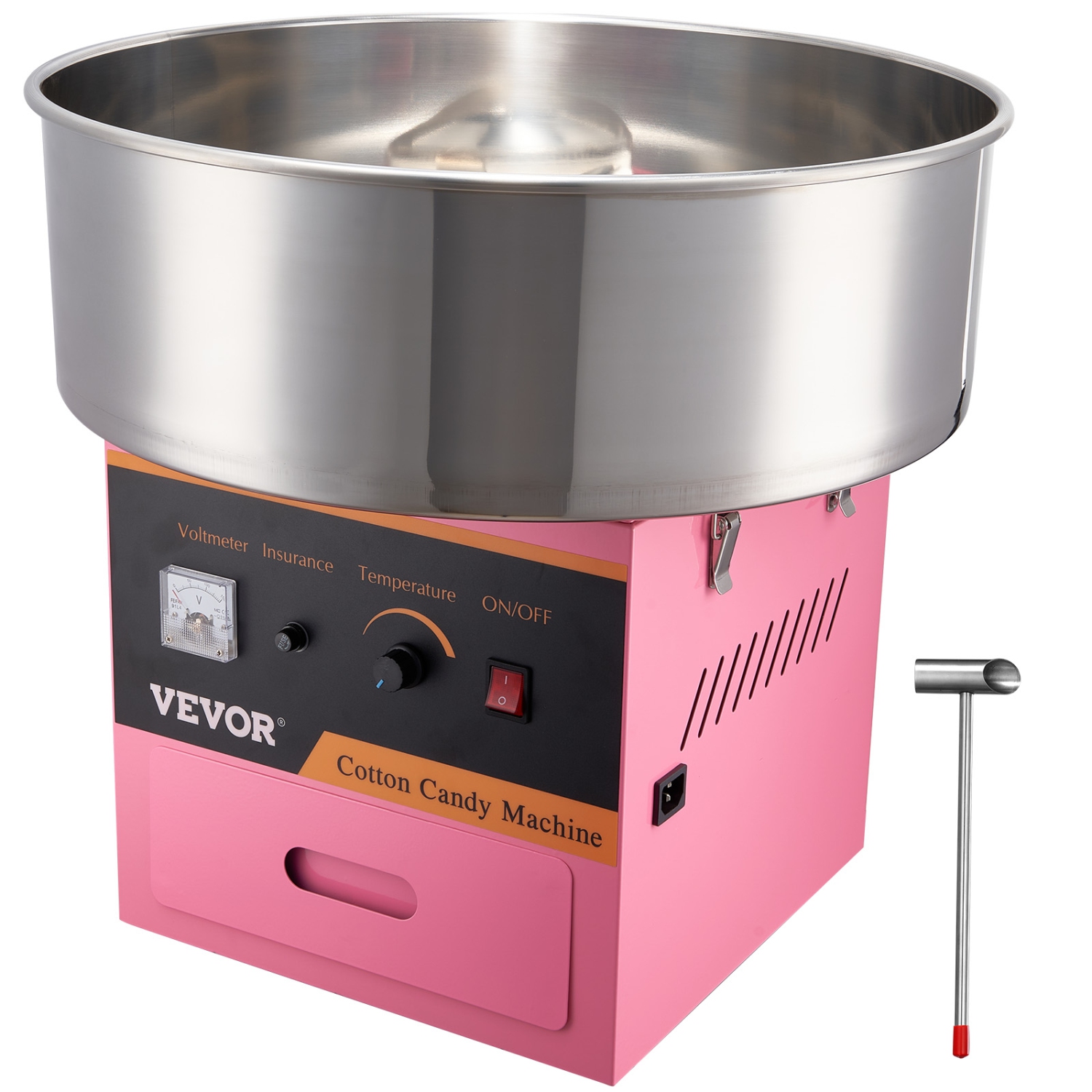 VEVOR 1000W Candy Floss Maker, Commercial Cotton Candy Machine with Stainless Steel Bowl, Sugar Scoop, and Drawer, Perfect for Home Kids Birthday