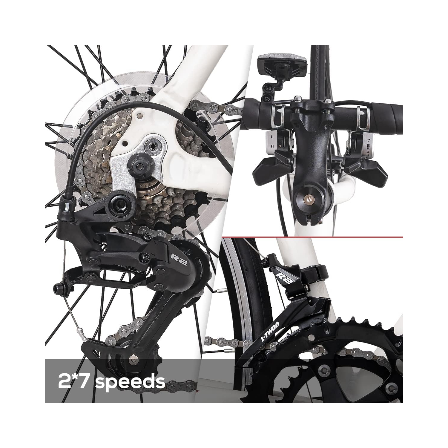 Vélo de route Hiland Alliance 700c pour adultes, groupe motopropulseur à 14 vitesses pour hommes et femmes, cadre en aluminium léger, vélo City