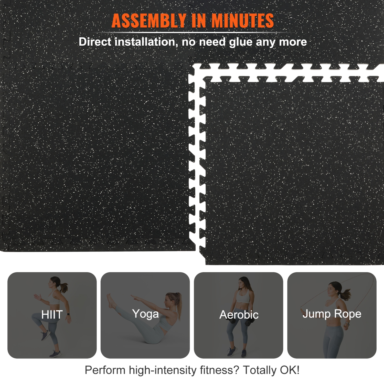 VEVOR 0.56 in EVA Interlocking Foam Floor Mats, Thickened 12 Pcs Puzzle Rubber Tiles, 24 x 24 in Exercise Floor Mat for Workout & Fitness, Flooring